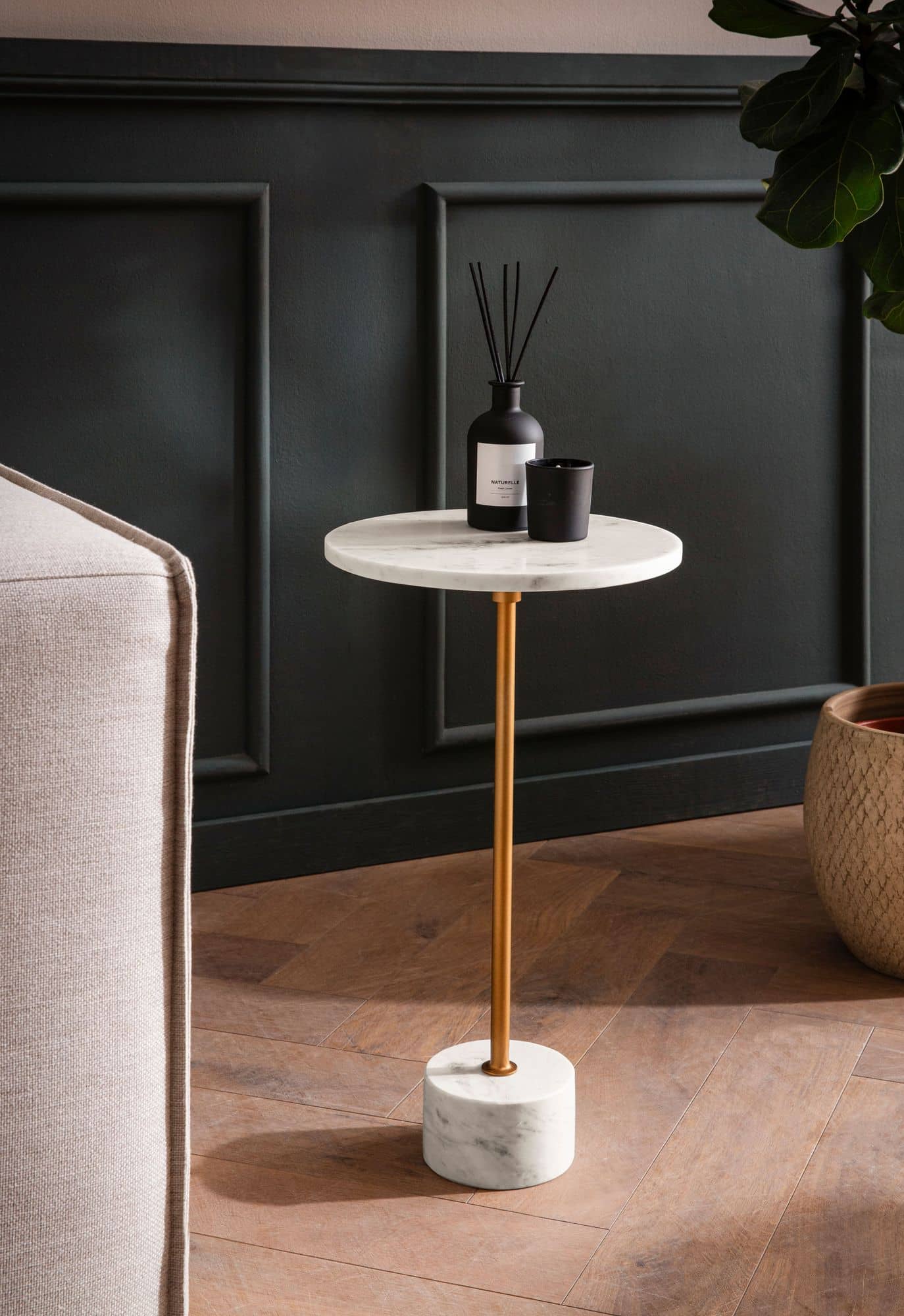 Beistelltisch Echter Marmor Metall 30x30x55