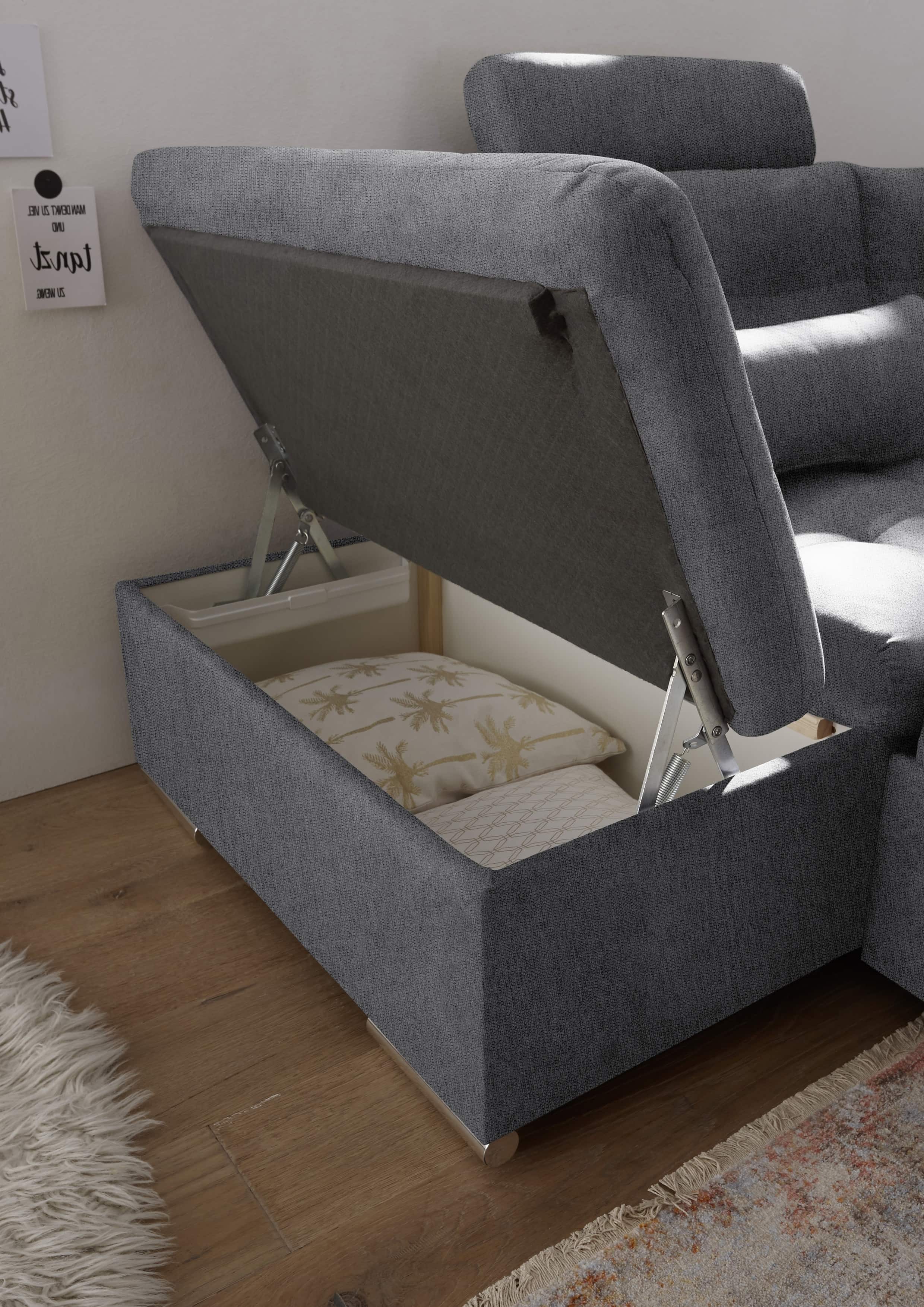Couchlandschaft mit Schlaffunktion und Bettkasten, Anthrazit - Medan XXL Couchlandschaft mit Schlaffunktion und Bettkasten, Anthrazit - Medan XXL