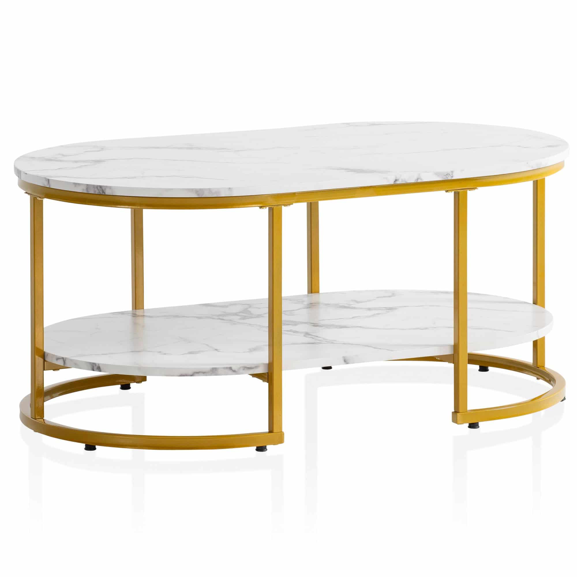 Couchtisch 100x60x45 cm Weiß mit Marmor Optik Couchtisch 100x60x45 cm Weiß mit Marmor Optik