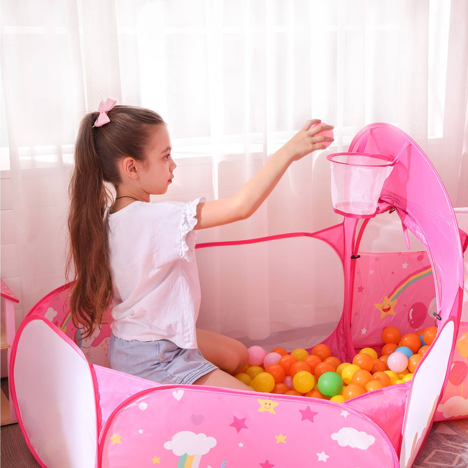 3-in-1 Spielzelt für Kinder Pink-LPT701P01
