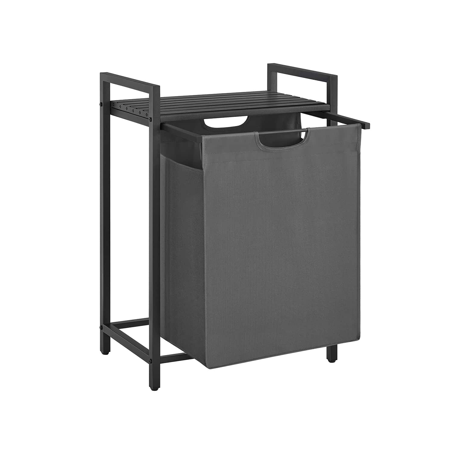 Wäschesammler mit Ablage Metallrahmen schwarz-grau Wäschesammler mit Ablage Metallrahmen schwarz-grau