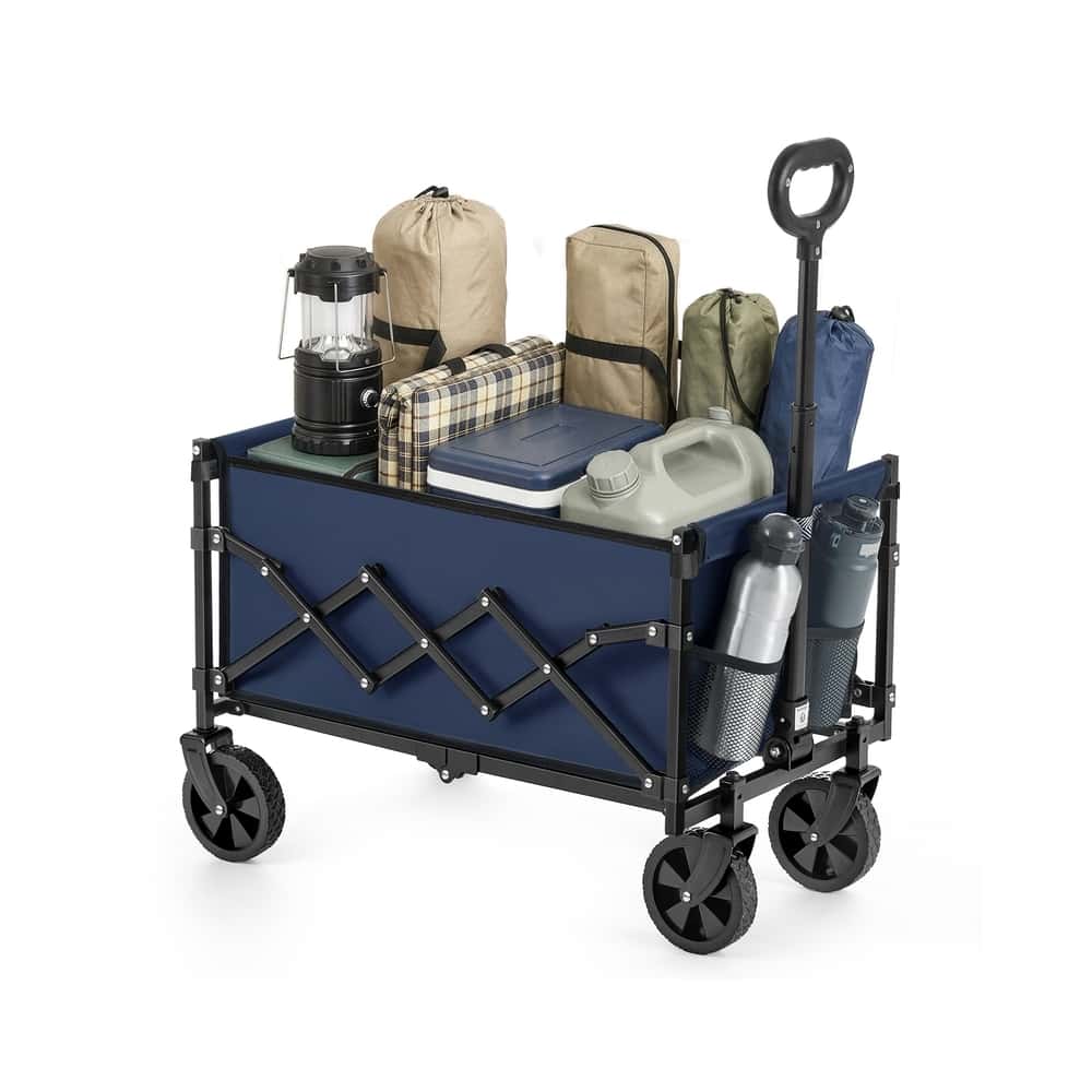 Kleiner Handwagen faltbar mit 4 verstärkten Rollen und Griff Mitternachtsblau Kleiner Handwagen faltbar mit 4 verstärkten Rollen und Griff Mitternachtsblau