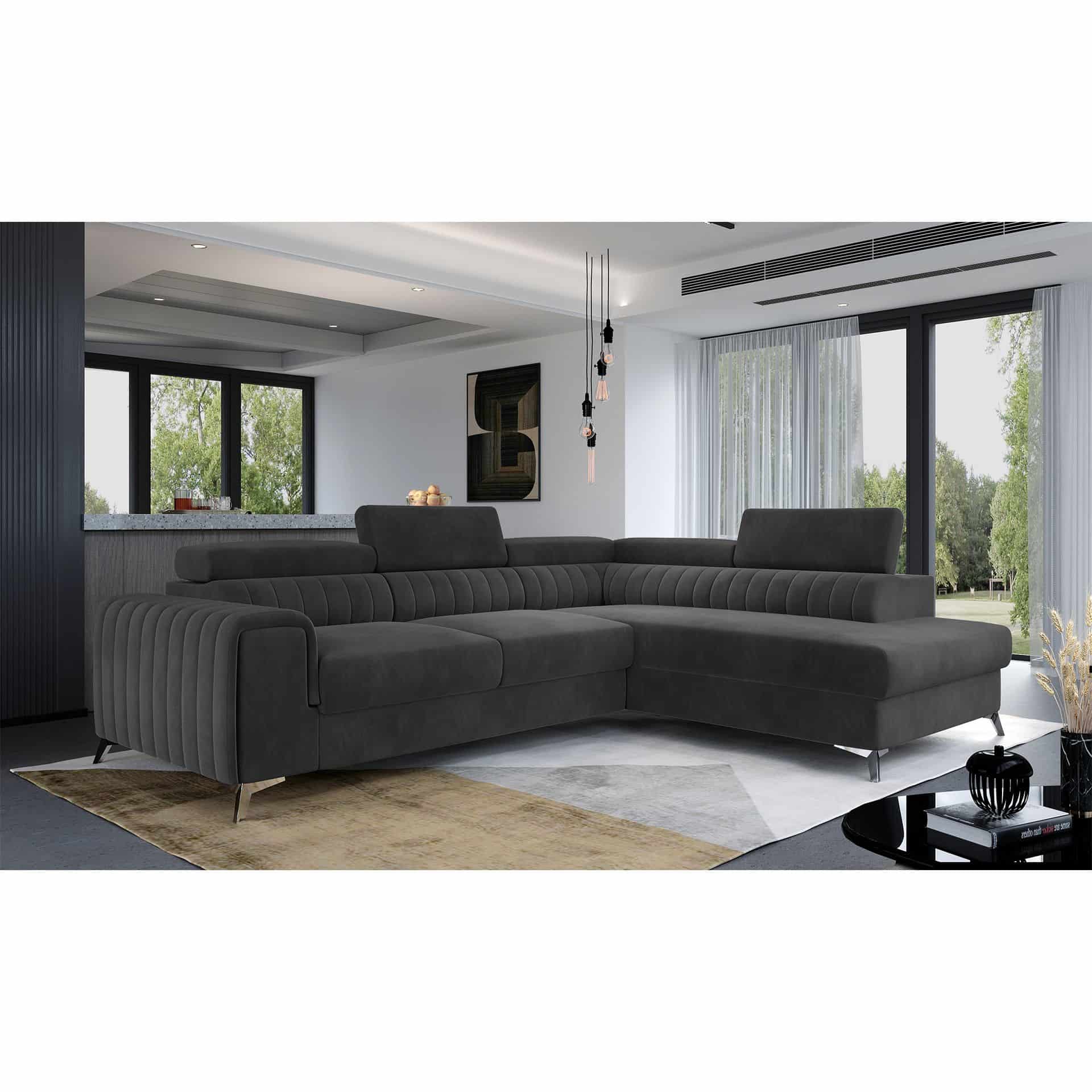 Ecksofa Laurence mit Schlaffunktion und Bettkasten - Monolith-Stoff Ecksofa Laurence mit Schlaffunktion und Bettkasten - Monolith-Stoff
