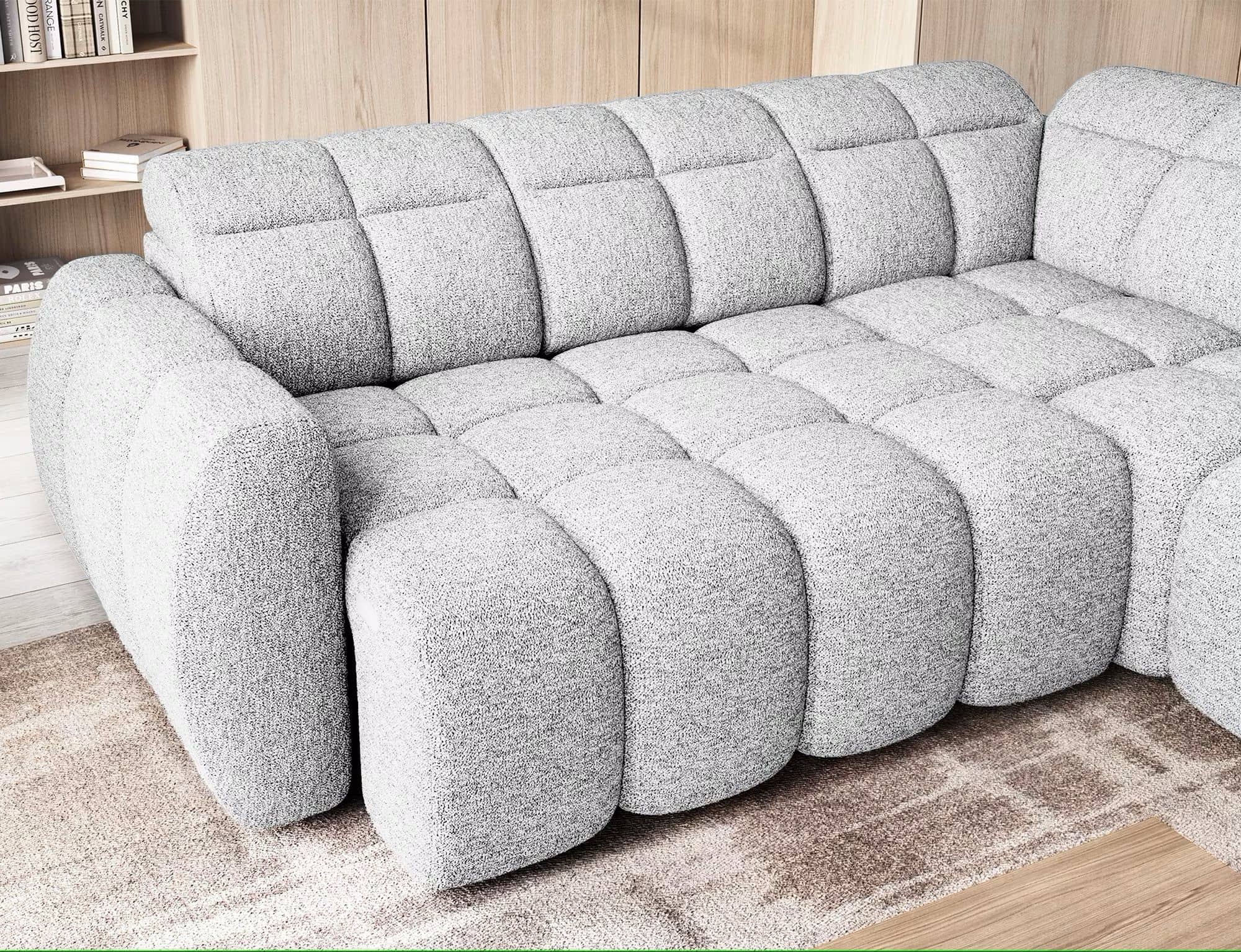 Sofa Falconn Carolinne Grau rechts – Modernes Ecksofa mit elektrischem Sitzvorschub & Bettkasten Sofa Falconn Carolinne Grau rechts – Modernes Ecksofa mit elektrischem Sitzvorschub & Bettkasten