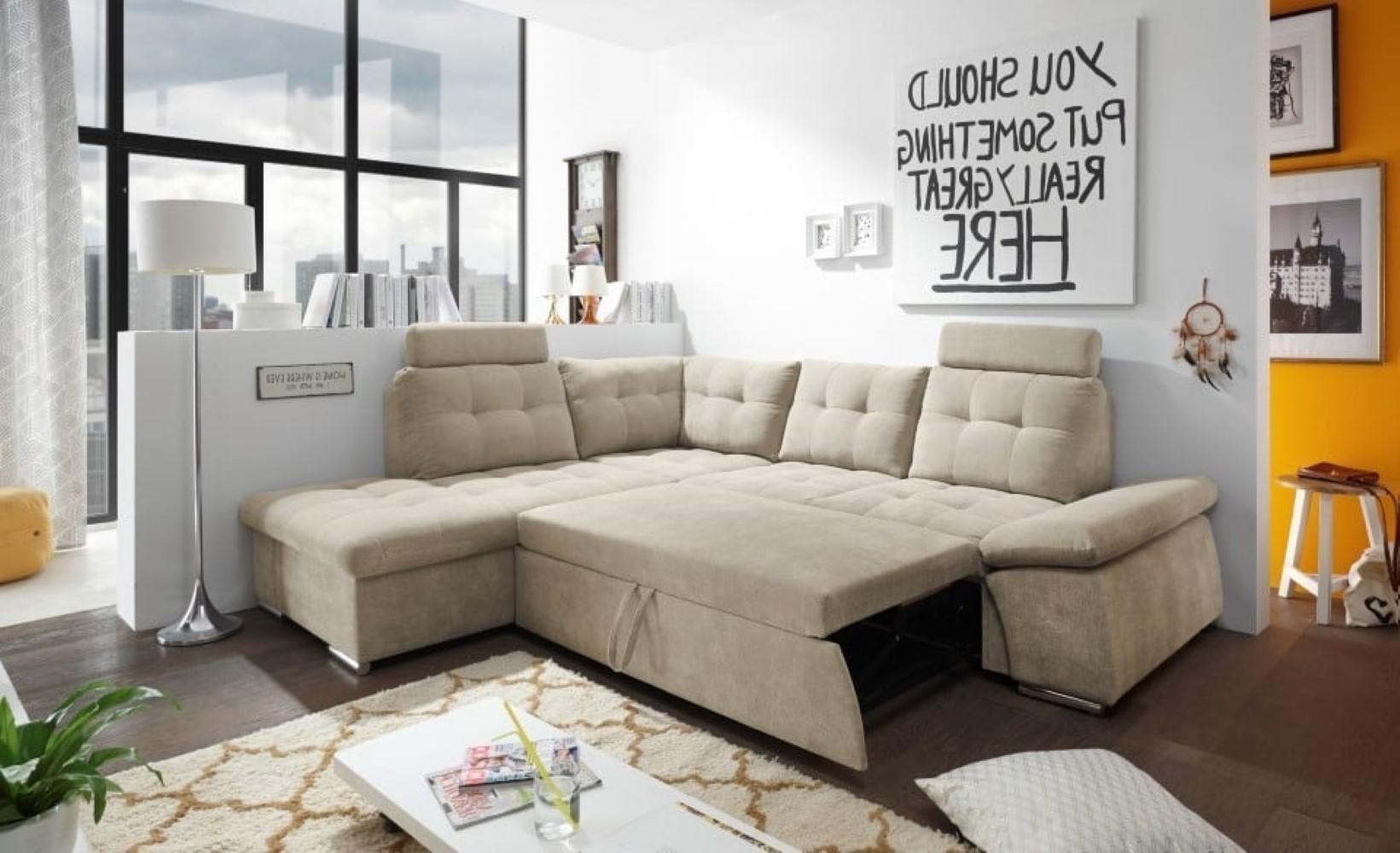 Nalo-2F-Rec_Uran-06_sand_Milieu-Fkt_64-745-20xQa8VhFa27wIX Warmes Sandambiente: Nalo Schlafsofa in Sandfarbe – verstellbare Armlehnen inklusive