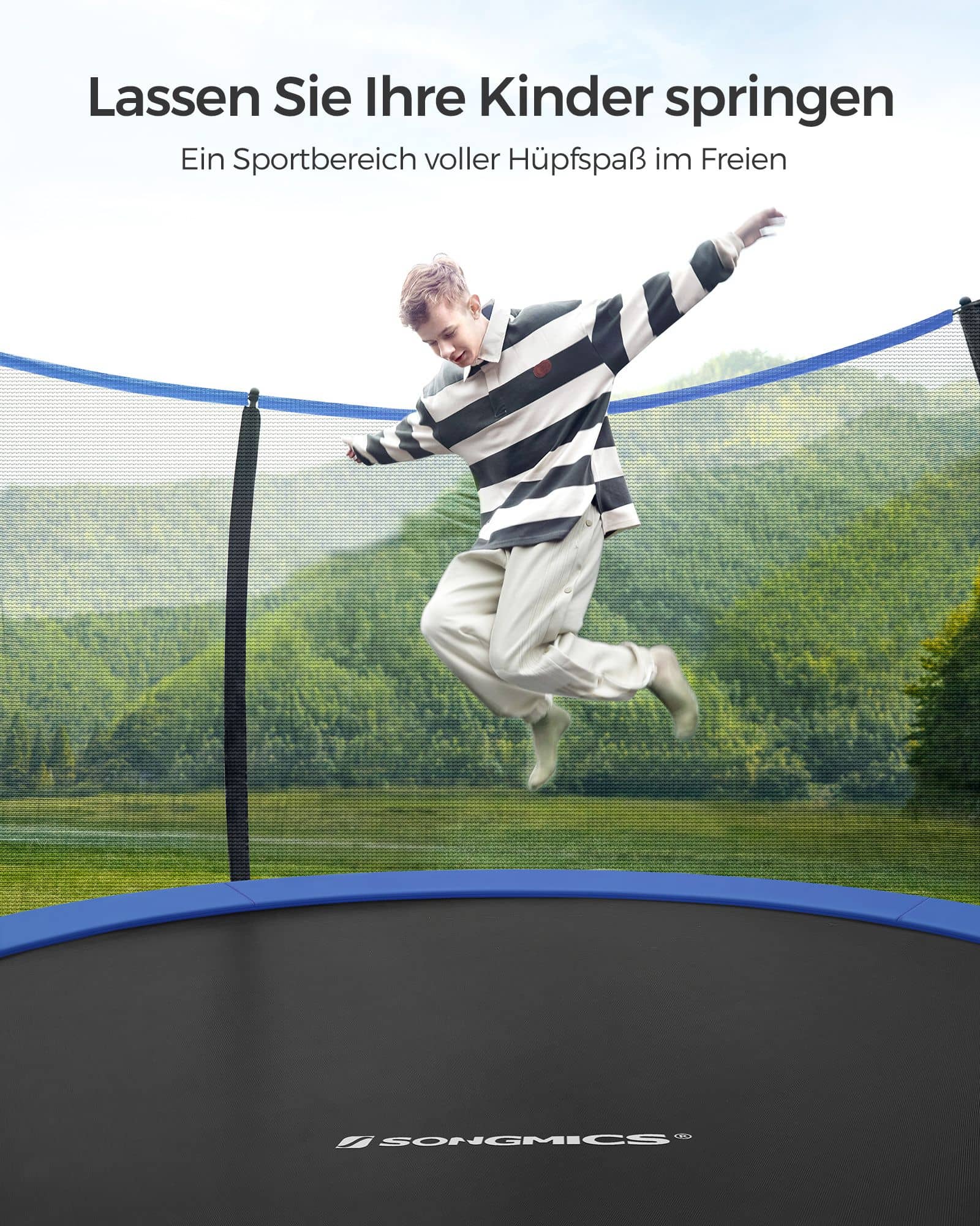Trampolin Ø 427 cm mit innenliegendem Netz schwarz-blau-B34STR142Q01 Trampolin Ø 427 cm mit innenliegendem Netz schwarz-blau-B34STR142Q01