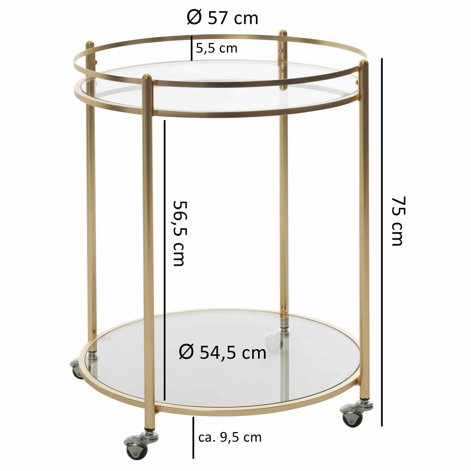 47926-WOHNLING-Servierwagen-JAMES-matt-gold-WL5-7_3 Design Servierwagen Gold Ø 57 cm Beistelltisch