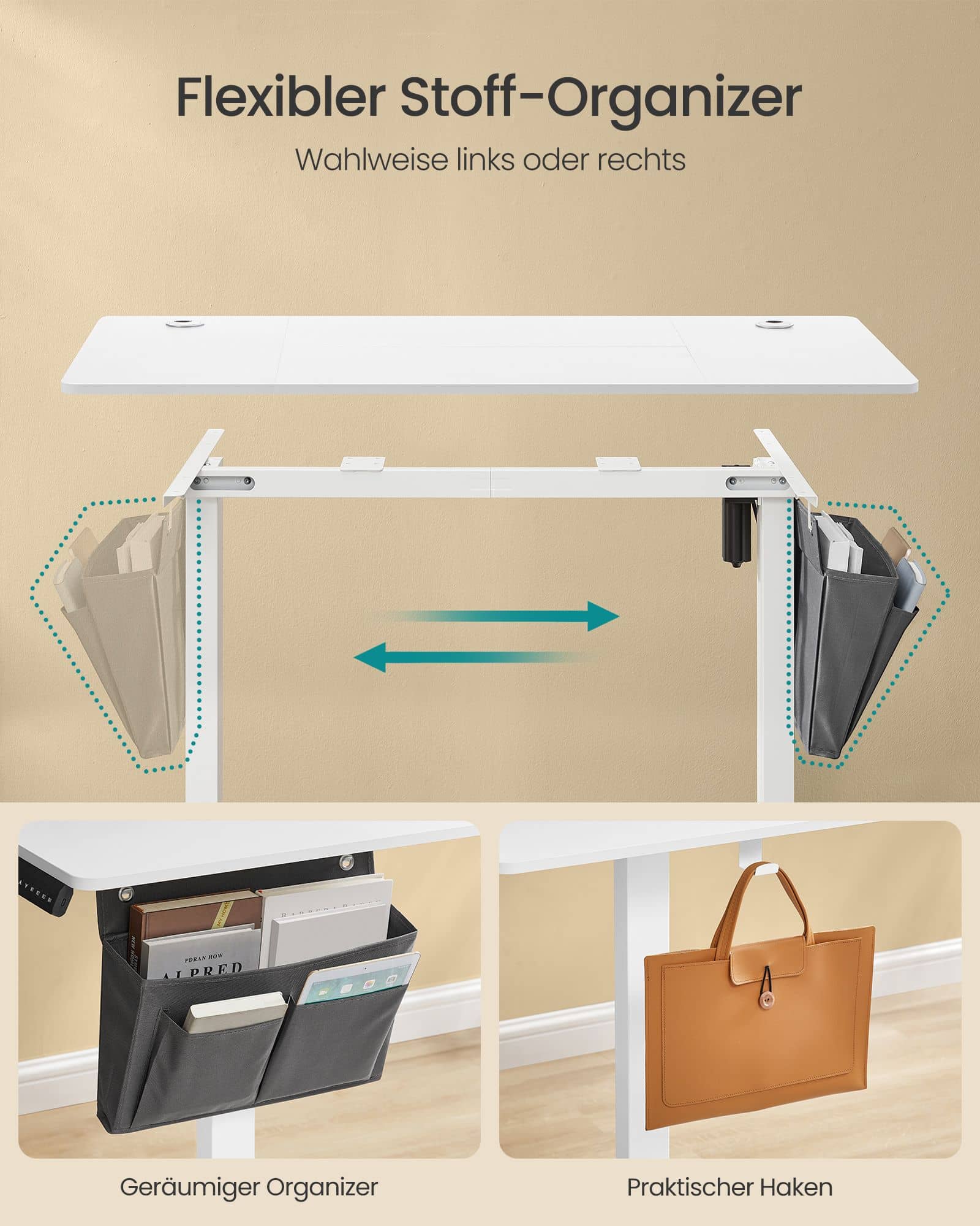 Höhenverstellbarer Schreibtisch elektrisch 60 x 120 x (72-120) cm