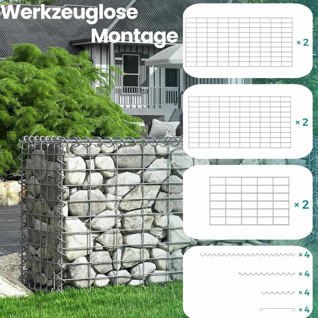Gabionenkörbe mit 5 x 10 cm Maschenweite für Steine 2er Set Gabionenkörbe mit 5 x 10 cm Maschenweite für Steine 2er Set