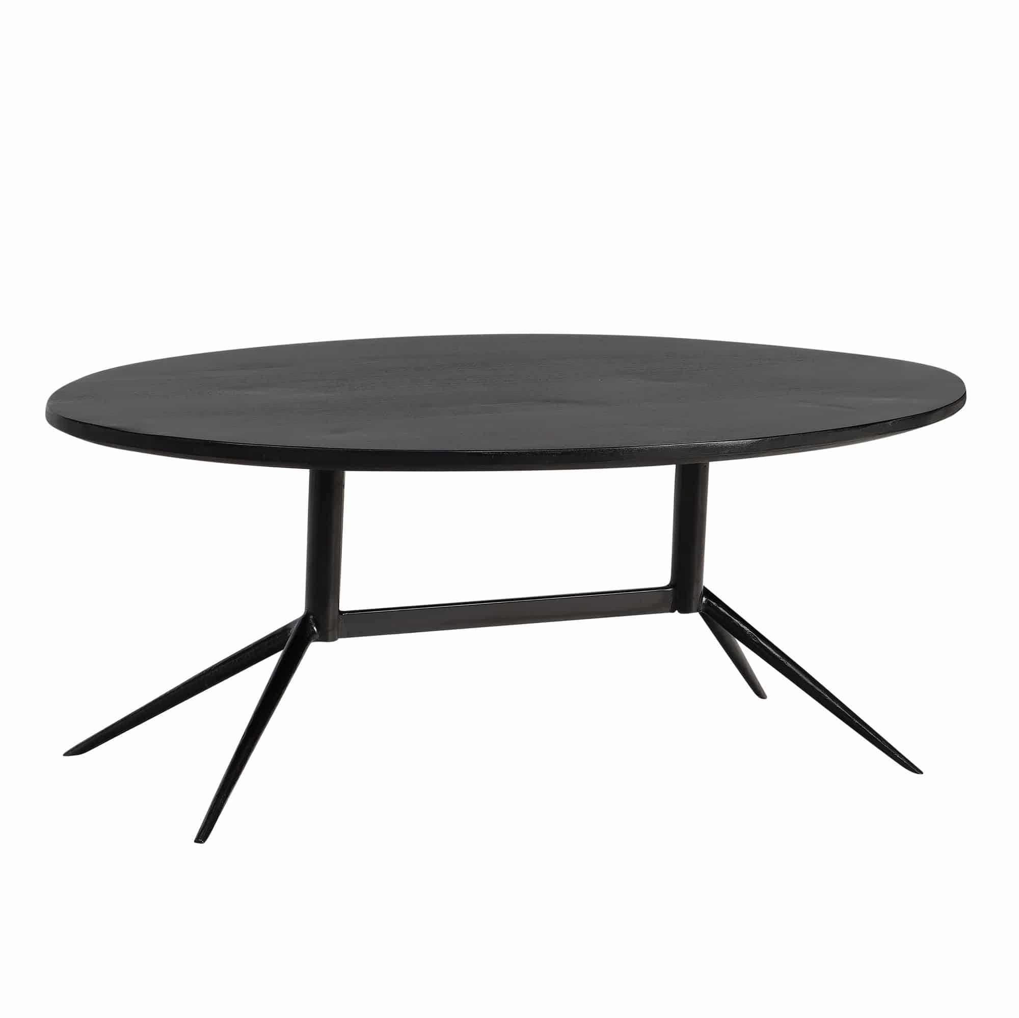 Couchtisch 90x50x35 cm Mango Massivholz Metall Schwarz Sofatisch Oval Couchtisch 90x50x35 cm Mango Massivholz Metall Schwarz Sofatisch Oval