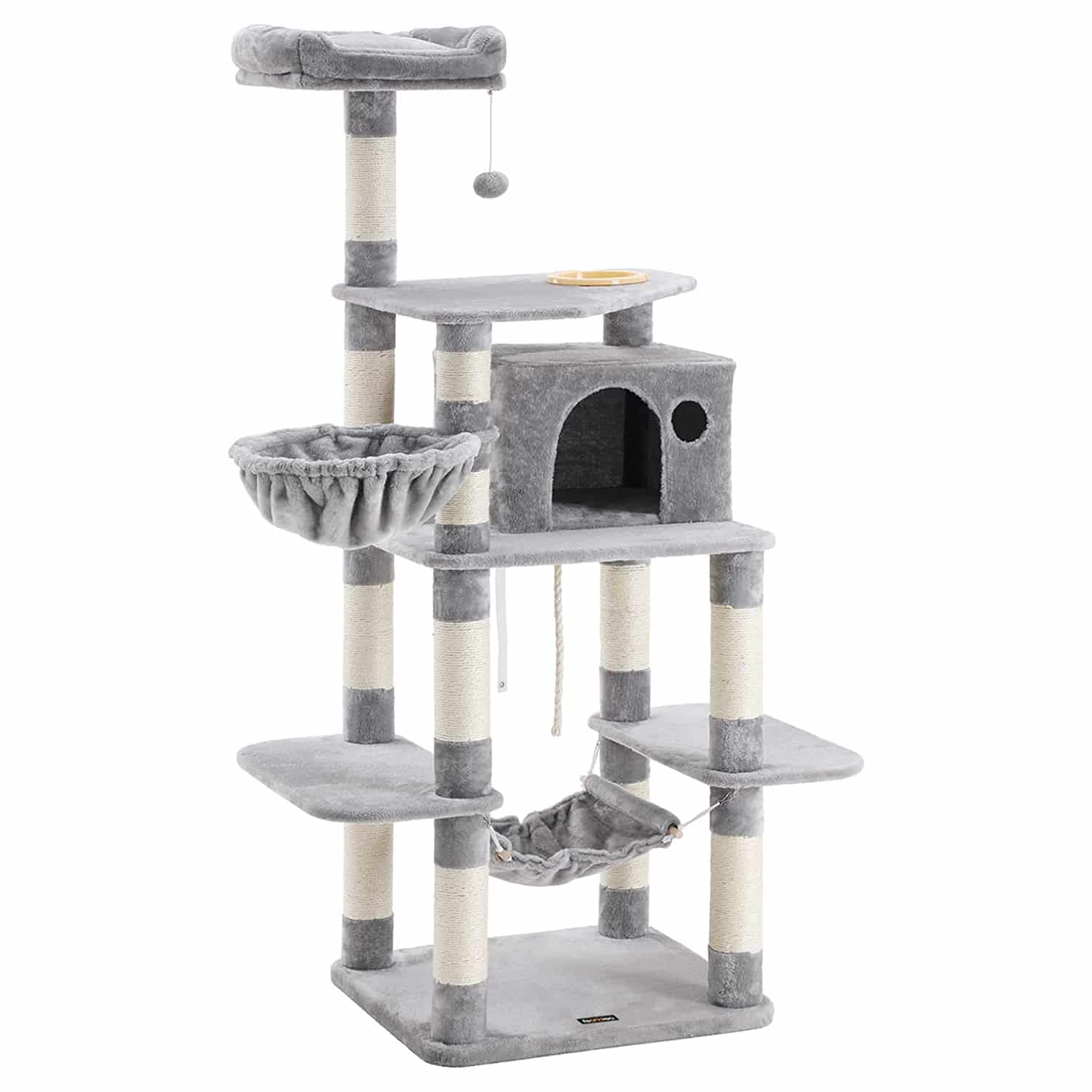 Kratzbaum mit Napf 164 cm Hellgrau-PCT99W Kratzbaum mit Napf 164 cm Hellgrau-PCT99W