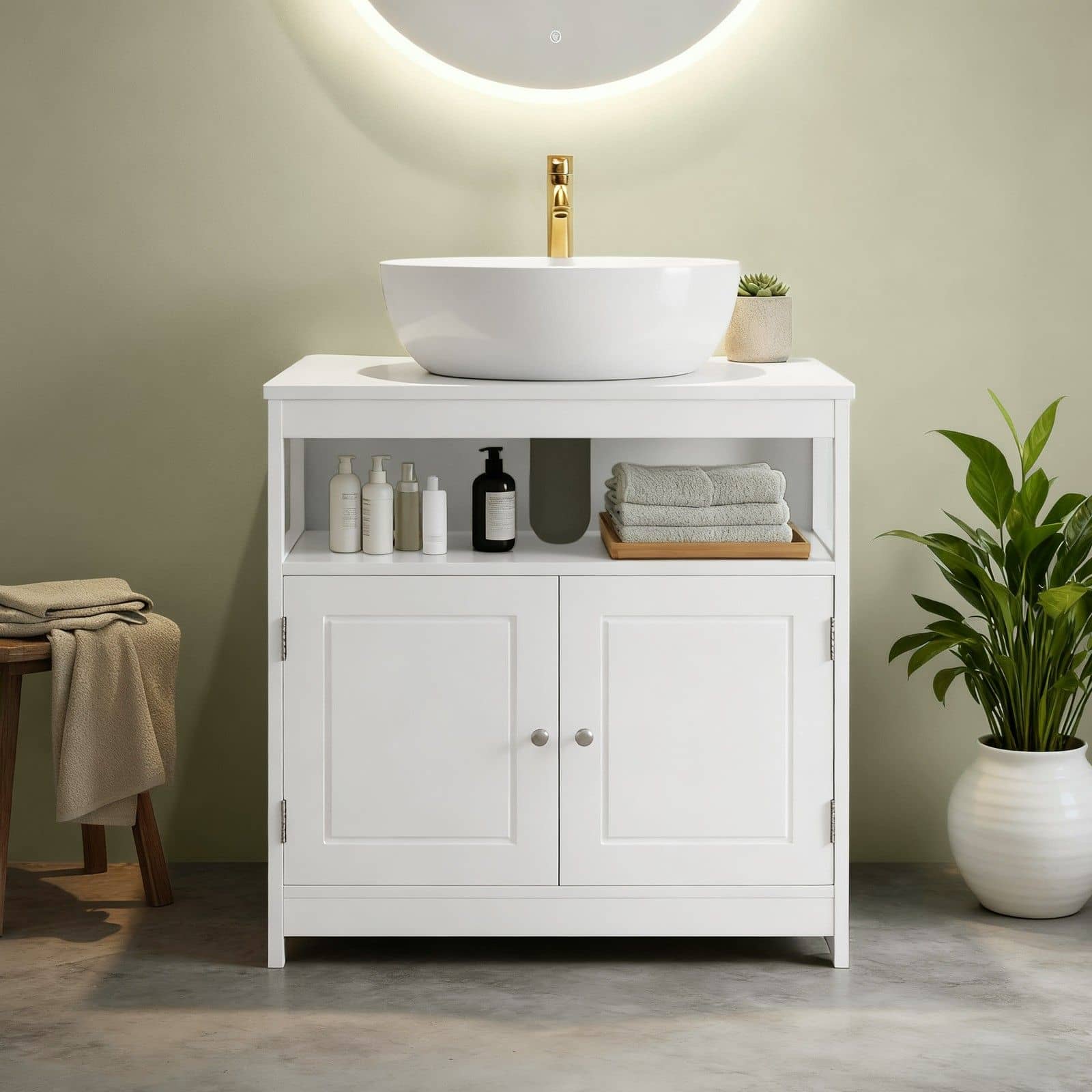 Badschrank, Waschbeckenunterschrank, 30 x 60 x 60 cm