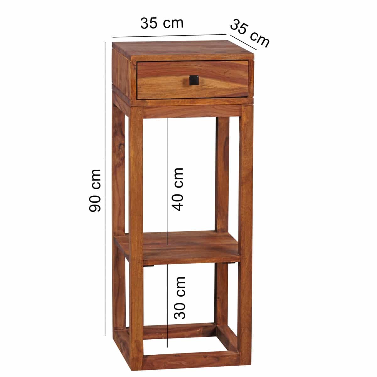 Beistelltisch MUMBAI Massivholz Sheesham Anstelltisch Telefontisch mit Schublade 35 x 35 x 90 cm Beistelltisch MUMBAI Massivholz Sheesham Anstelltisch Telefontisch mit Schublade 35 x 35 x 90 cm
