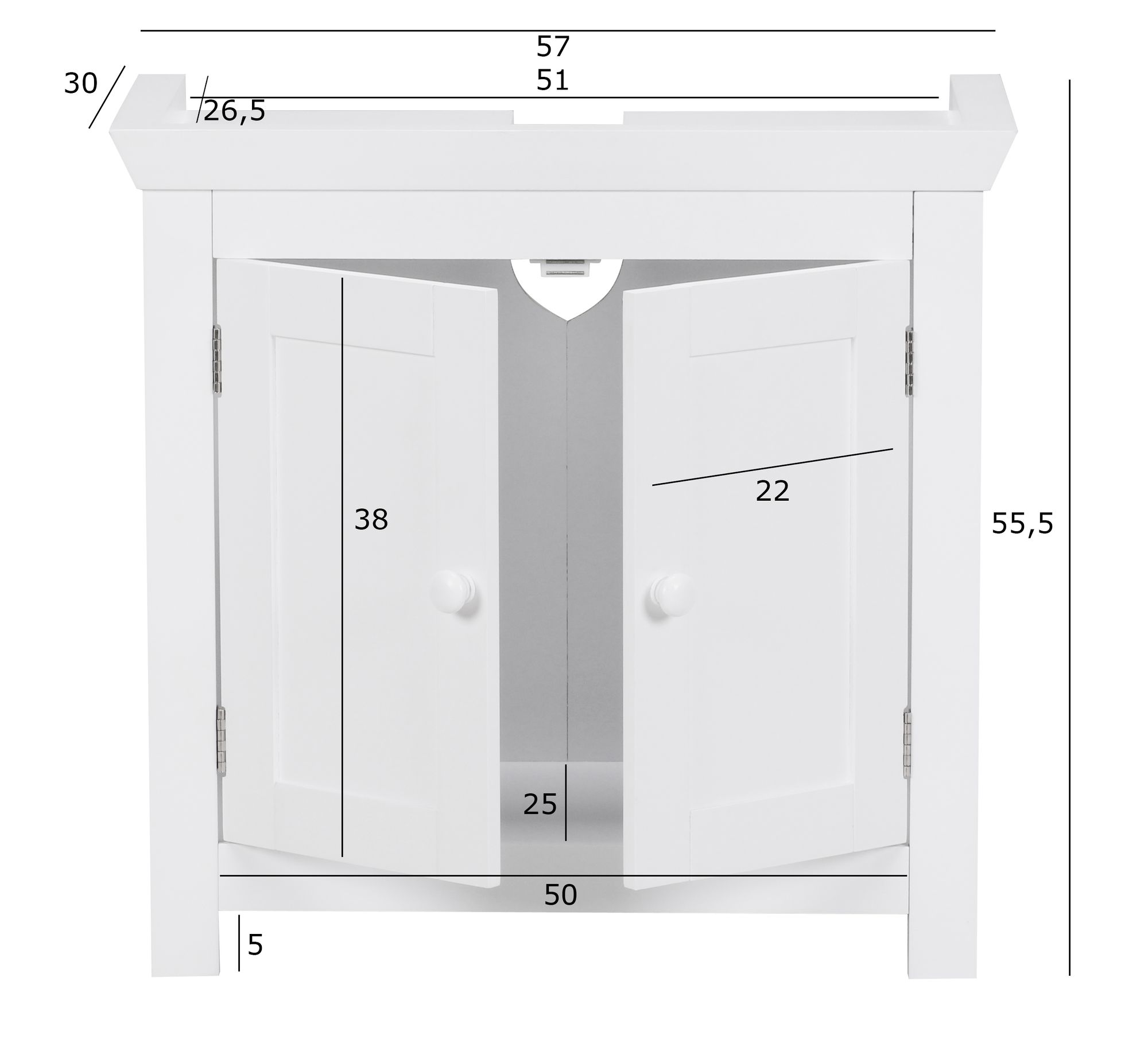 36003-WOHNLING-Design-Waschbeckenunterschrank-WL1-350-Badunterschrank-mit-2-Tueren-Weiss-Kleiner-Schrank-Badezimmer-57-cm-Breit-Badschrank-Waschbecken-Stehend-Bad-Aufbewahrung-W_3rU2BDkKwVxOcr Design Waschbeckenunterschrank WL1.350 Badunterschrank mit 2 Türen Weiß