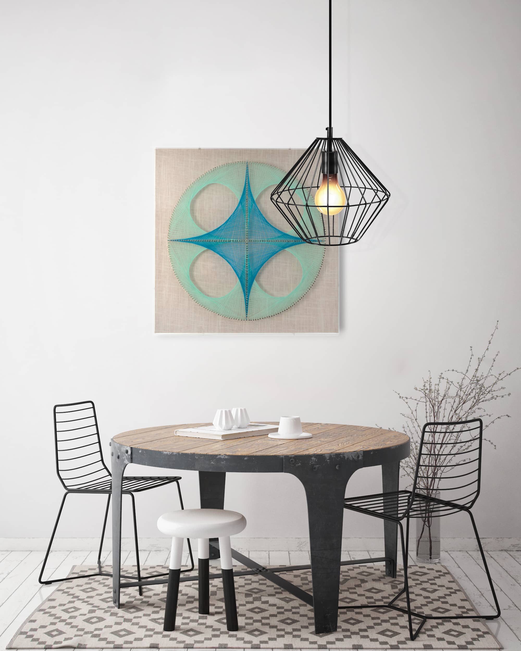 Faden-Wandbild Happiness 45cm x 45cm Faden-Wandbild Happiness 45cm x 45cm