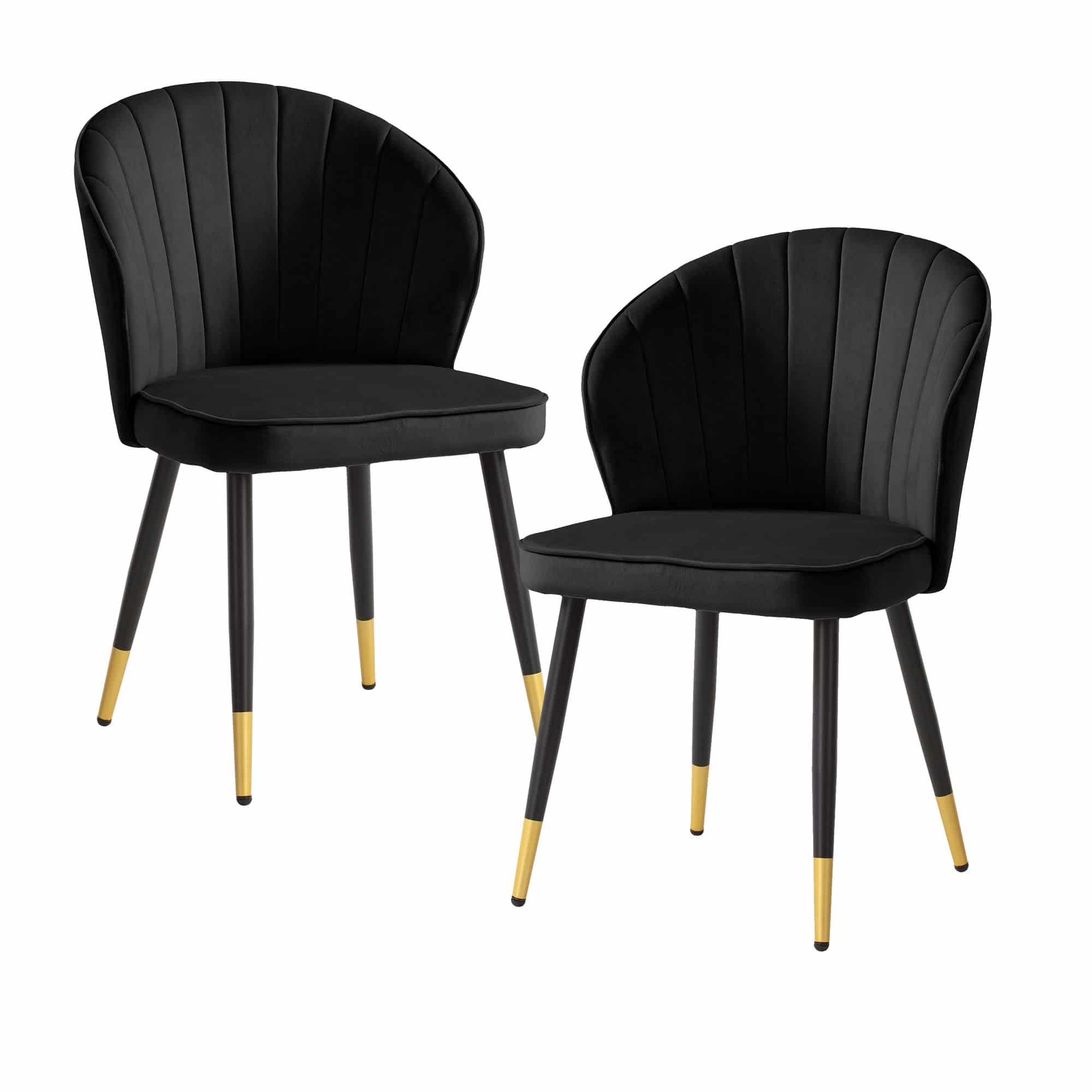 Esszimmerstuhl 2er Set Samt Schwarz Küchenstuhl mit Metallbeinen Esszimmerstuhl 2er Set Samt Schwarz Küchenstuhl mit Metallbeinen