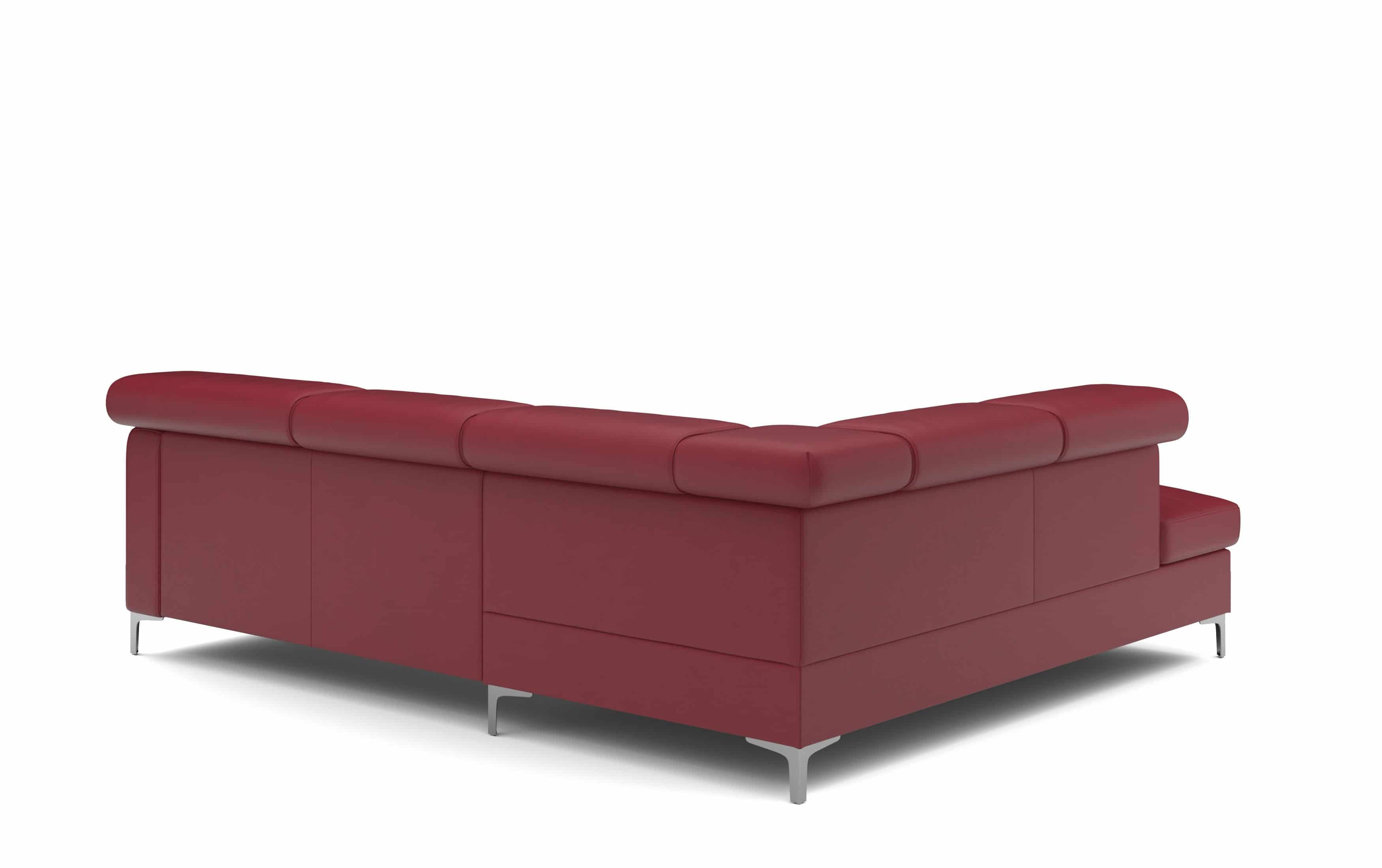 Echtleder Ecksofa Sammy mit Schlaffunktion & Bettkasten in rot - Cotta