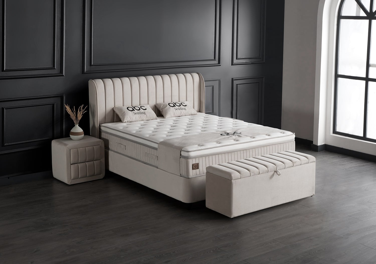 ABC Bedding Boxspringbett Mabel in beige 140 x 200 - Luxus & Design ABC Bedding Boxspringbett Mabel in beige 140 x 200 - Luxus & Design