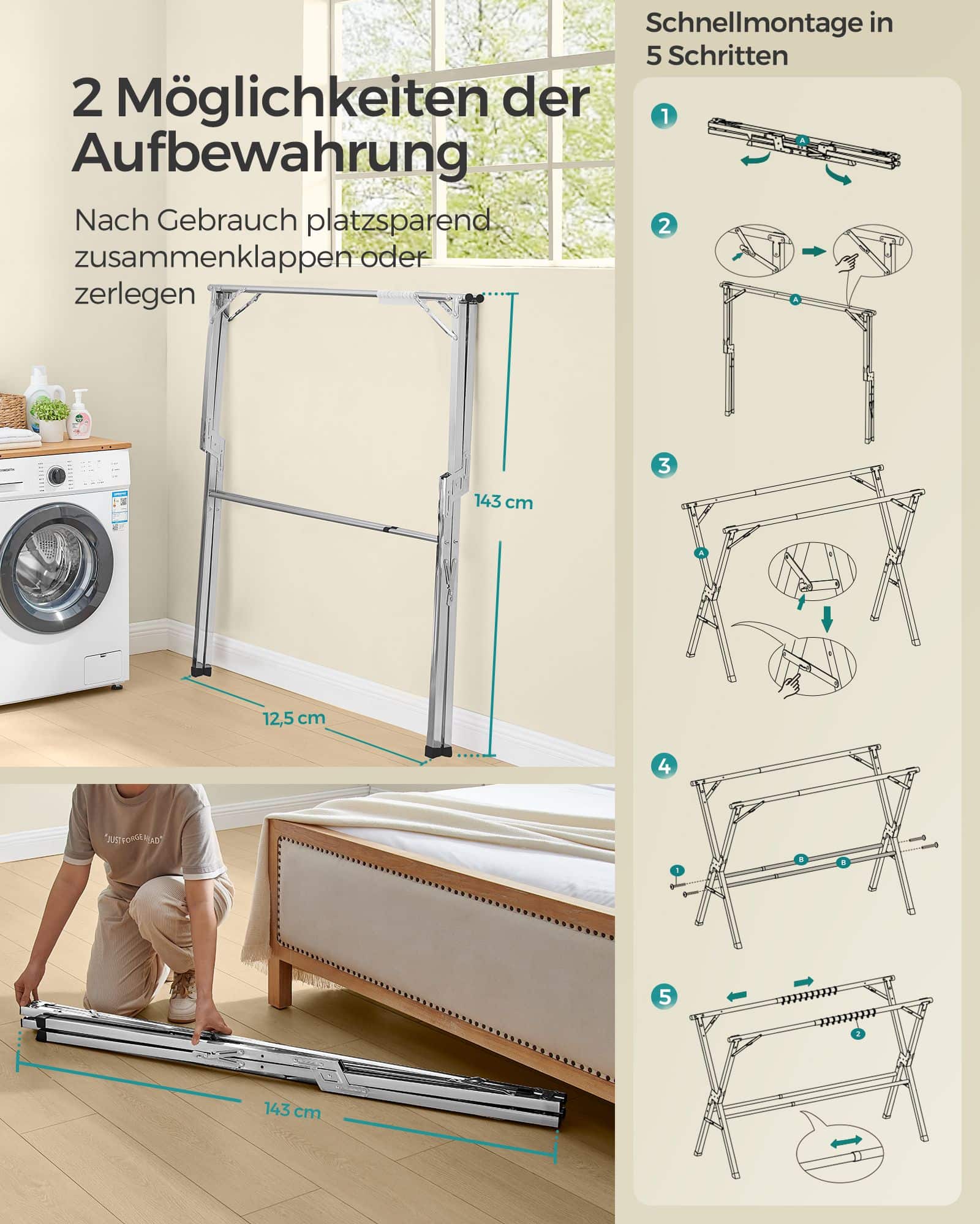 Wäscheständer 133-200 cm ausziehbar und freistehend Wäscheständer 133-200 cm ausziehbar und freistehend