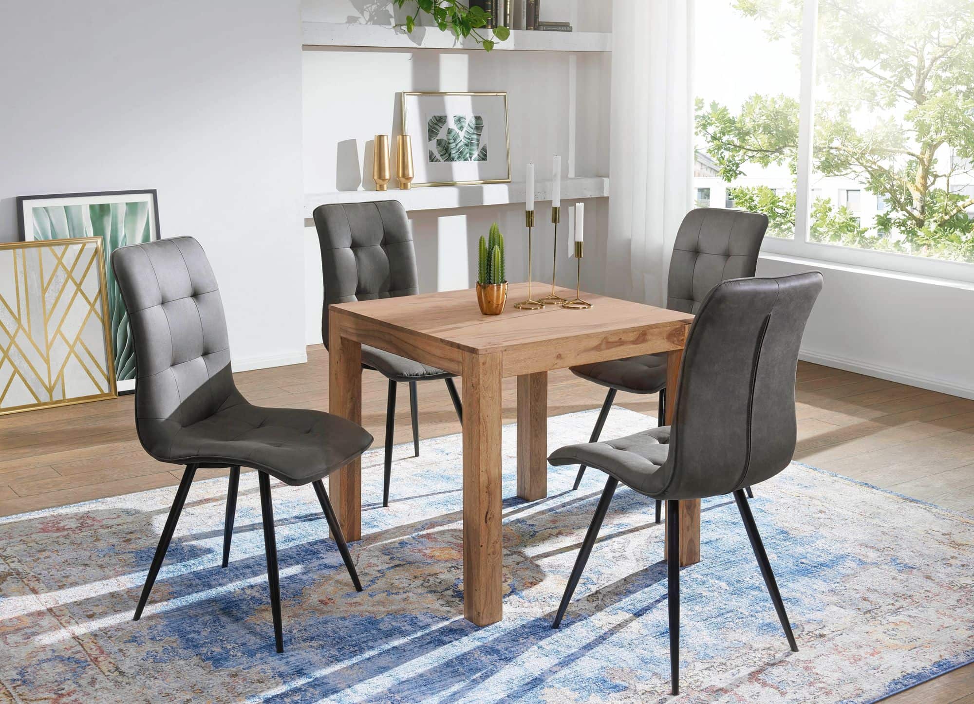 Esstisch MUMBAI Massivholz Akazie 80 cm Esszimmer-Tisch Holztisch Design Küchentisch Landhaus-Stil dunkel-braun Esstisch MUMBAI Massivholz Akazie 80 cm Esszimmer-Tisch Holztisch Design Küchentisch Landhaus-Stil dunkel-braun