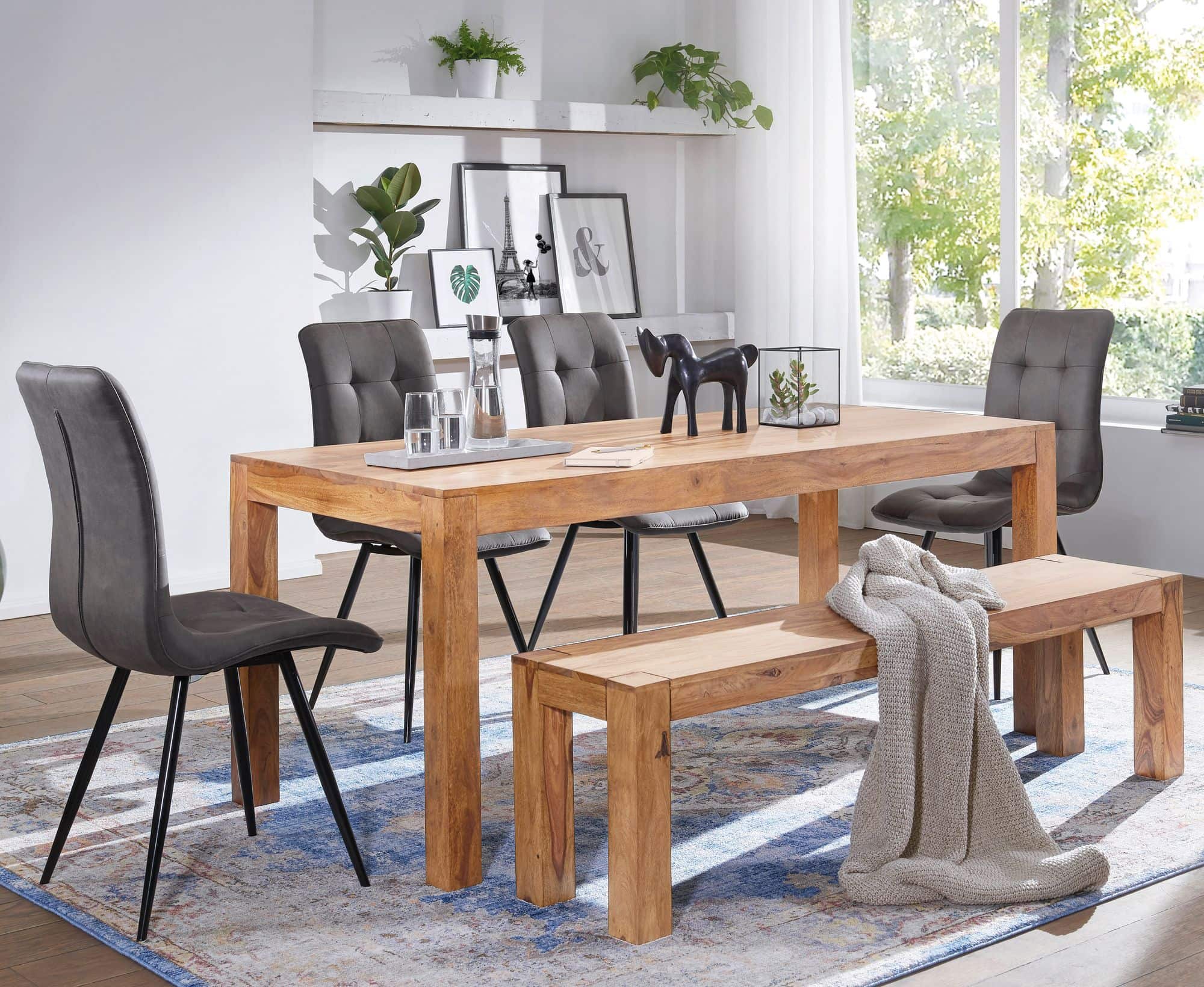 Esszimmer Sitzbank MUMBAI Massiv-Holz Akazie 160 x 45 x 35 cm Holz-Bank Natur-Produkt Küchenbank im Landhaus-Stil Esszimmer Sitzbank MUMBAI Massiv-Holz Akazie 160 x 45 x 35 cm Holz-Bank Natur-Produkt Küchenbank im Landhaus-Stil