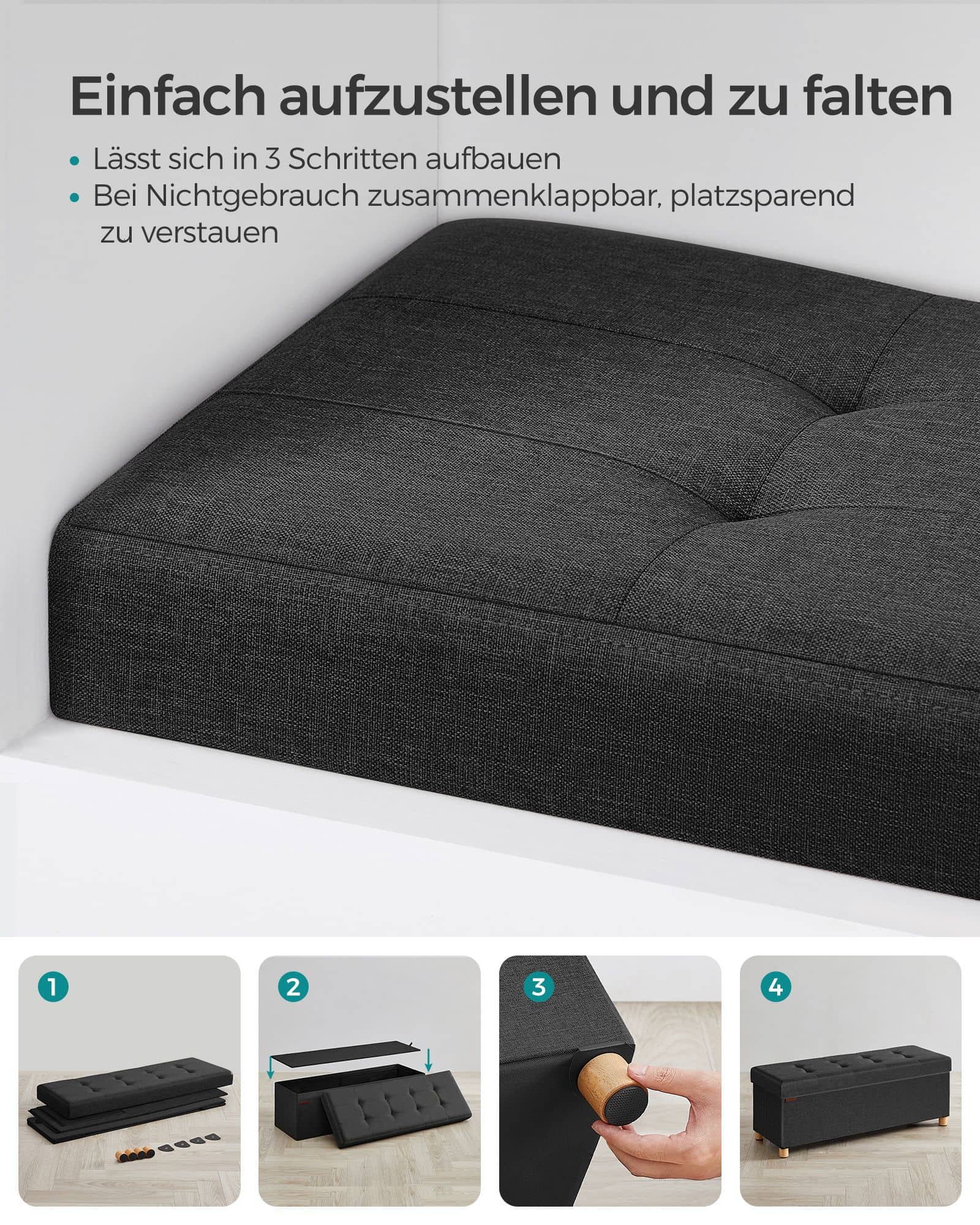 Sitzbank mit Stauraum klappbar tintenschwarz-LSF018B11 Sitzbank mit Stauraum klappbar tintenschwarz-LSF018B11