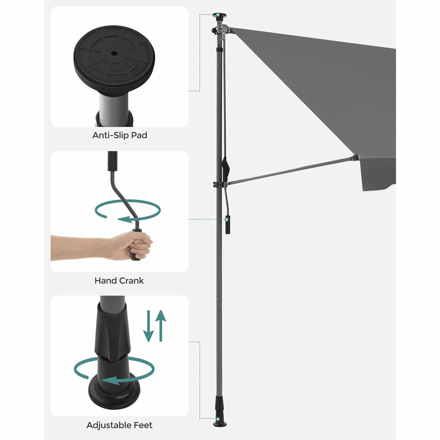 Klemmmarkise 300 x 130 cm mit Kurbel Klemmmarkise 300 x 130 cm mit Kurbel