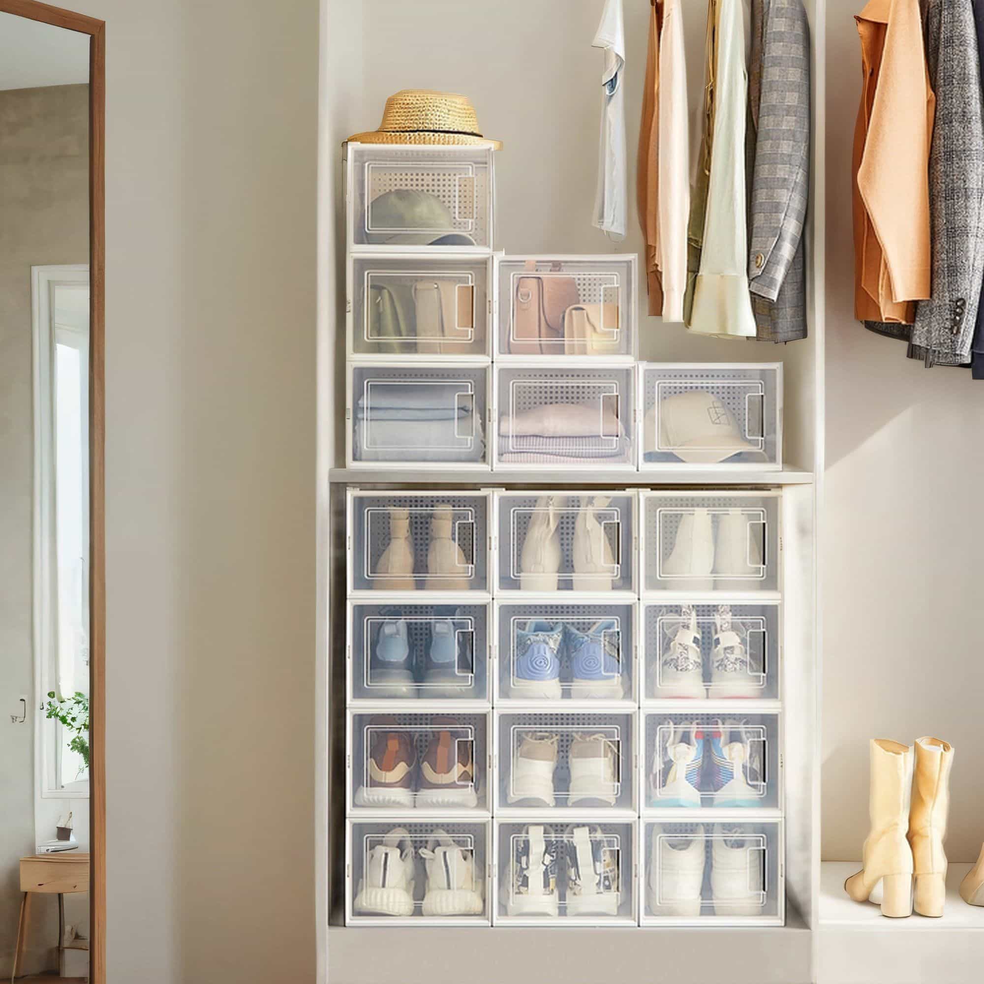 Schuhboxen, 18er Set, Schuh-Organizer aus Kunststoff Schuhboxen, 18er Set, Schuh-Organizer aus Kunststoff