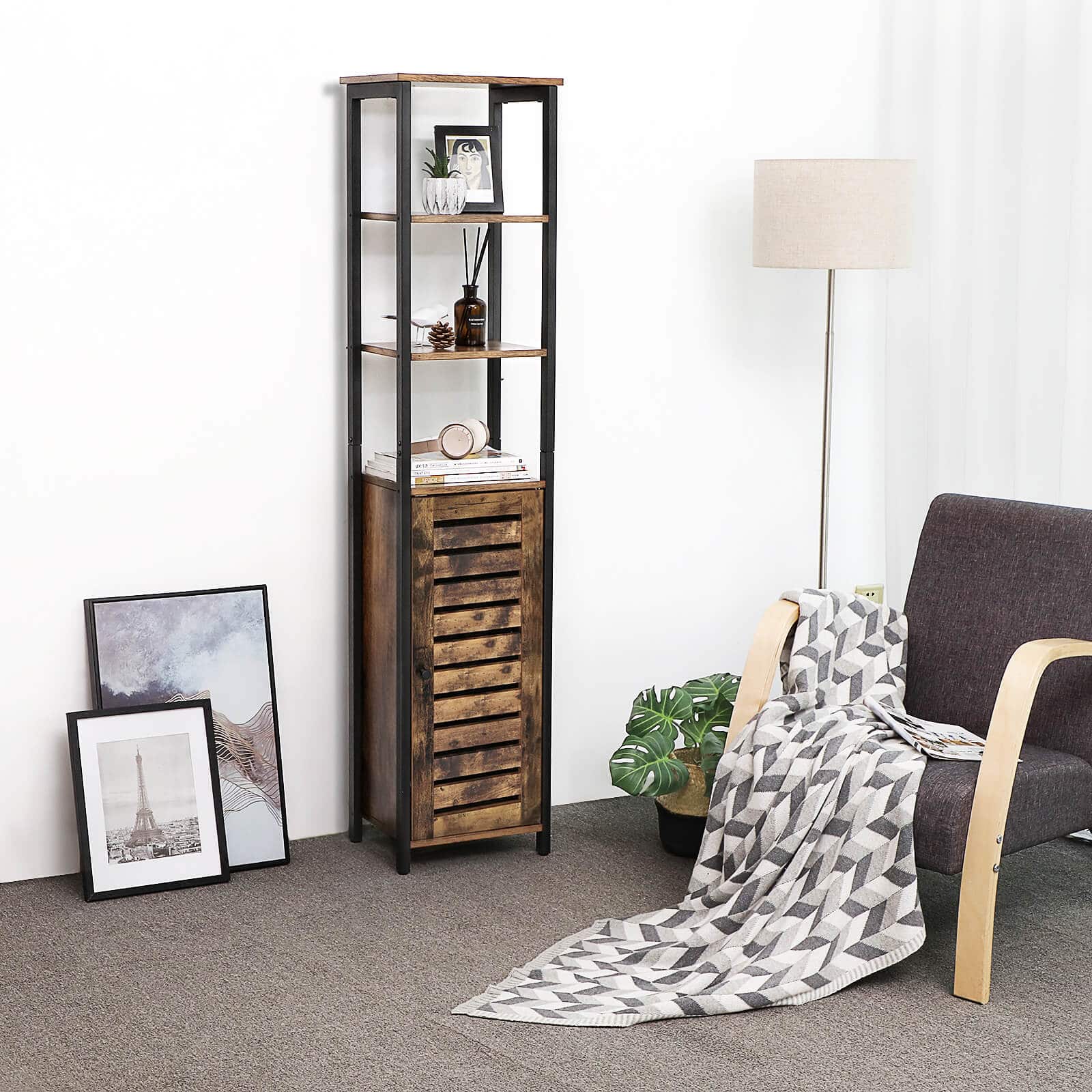 Industriestil-Hochschrank-Lamellentuer-LSC37BX-3 Industriestil Hochschrank Lamellentür