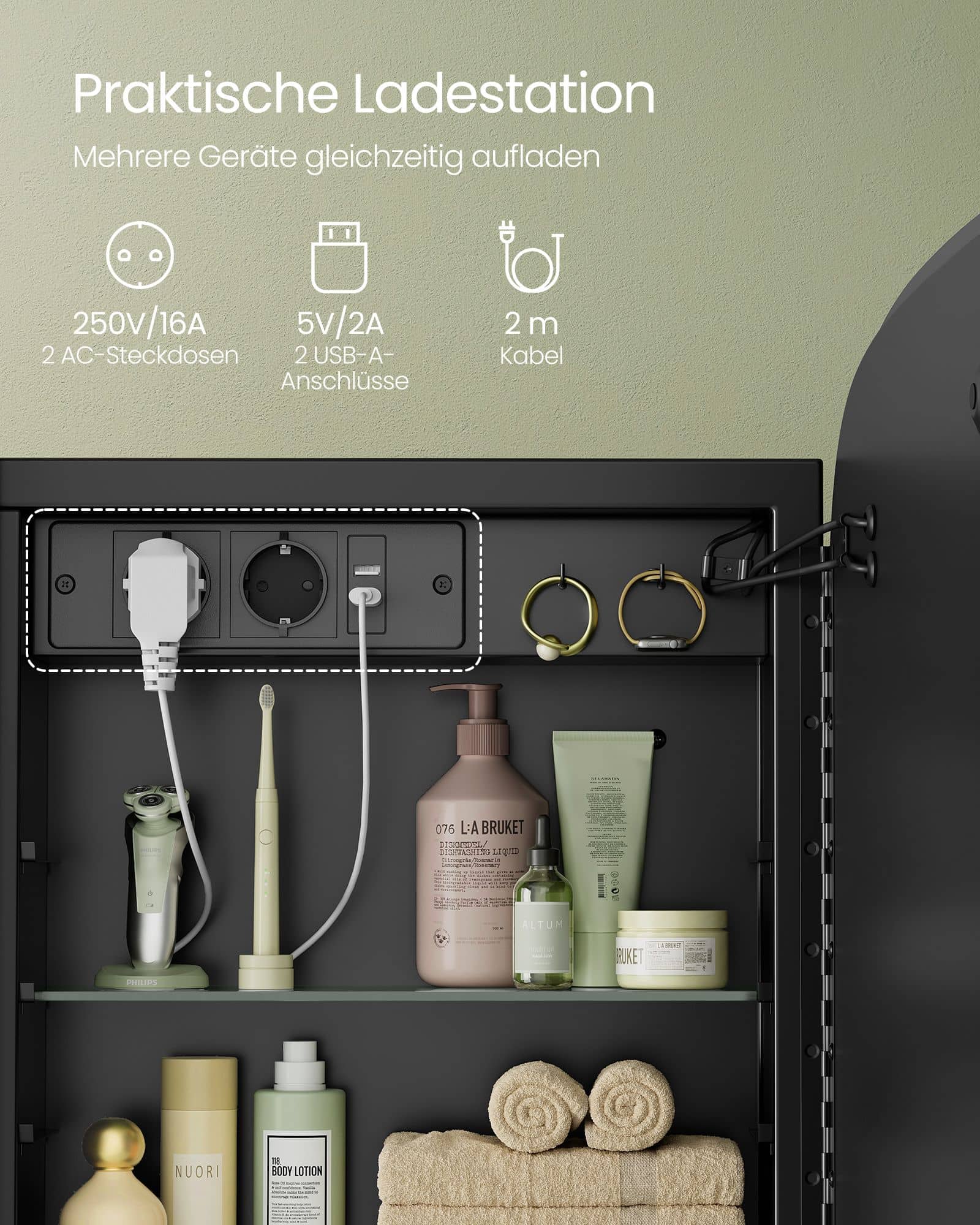 Spiegelschrank mit Beleuchtung tintenschwarz