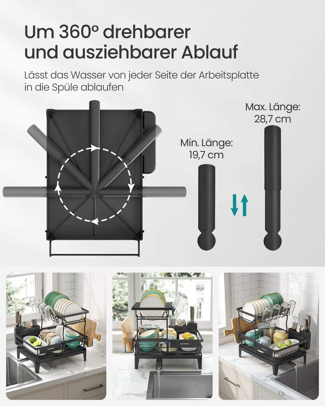 Geschirrabtropfständer mit zwei Ebenen für