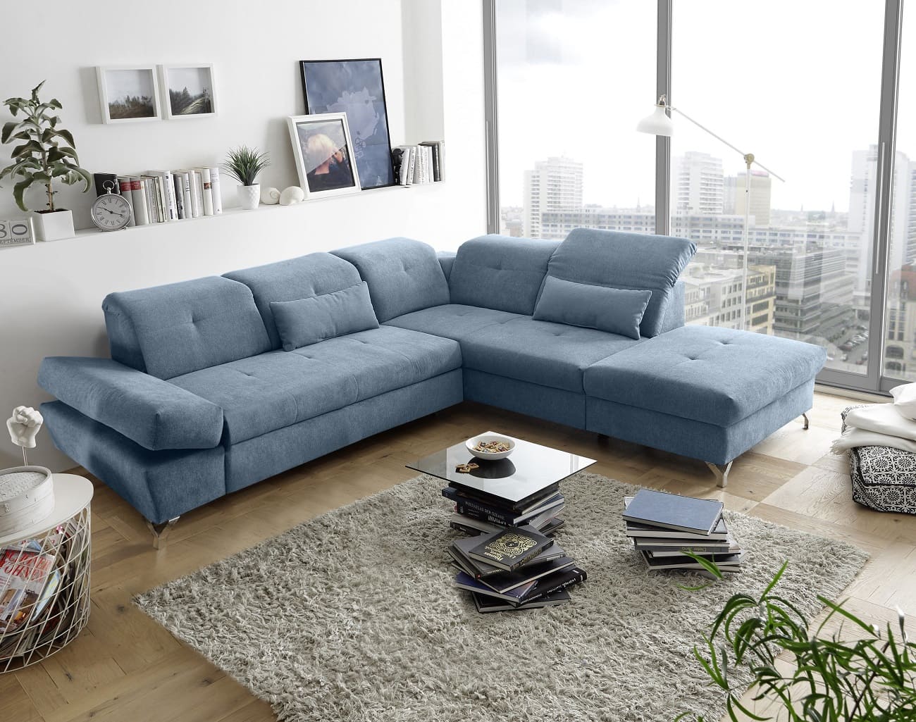 Sofaecke Melfi mit Schlaffunktion – Denim – ED Exciting Design