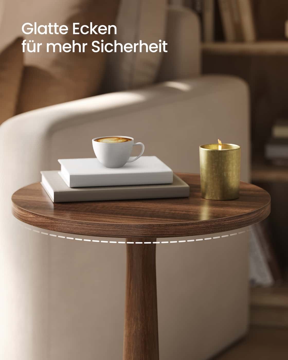 Mariel Kollektion - Runder Beistelltisch im Mid-Century Modern Stil kastanienwalnussfarben Mariel Kollektion - Runder Beistelltisch im Mid-Century Modern Stil kastanienwalnussfarben