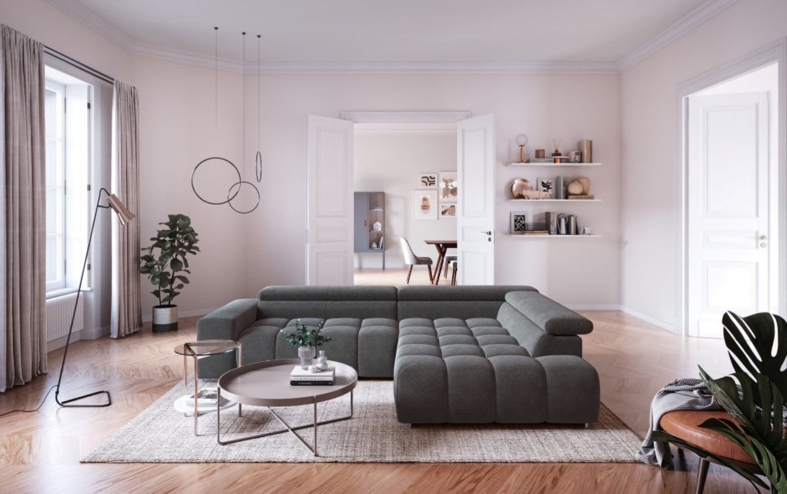Ecksofa Orion von Cotta Anthrazit – Modernes Sofa mit verstellbaren Kopflehnen, Mikrofaser Chenille, Nosagfederung Ecksofa Orion von Cotta Anthrazit – Modernes Sofa mit verstellbaren Kopflehnen, Mikrofaser Chenille, Nosagfederung