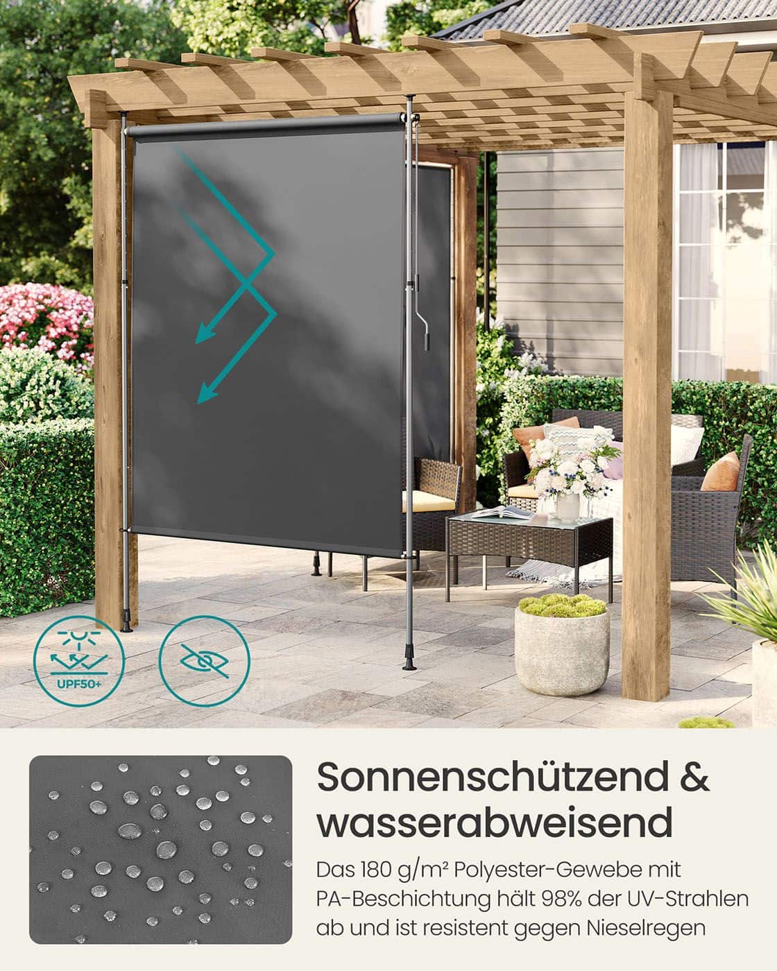 Senkrechtmarkise höhenverstellbar 200 x (220-300) cm anthrazitgrau Senkrechtmarkise höhenverstellbar 200 x (220-300) cm anthrazitgrau