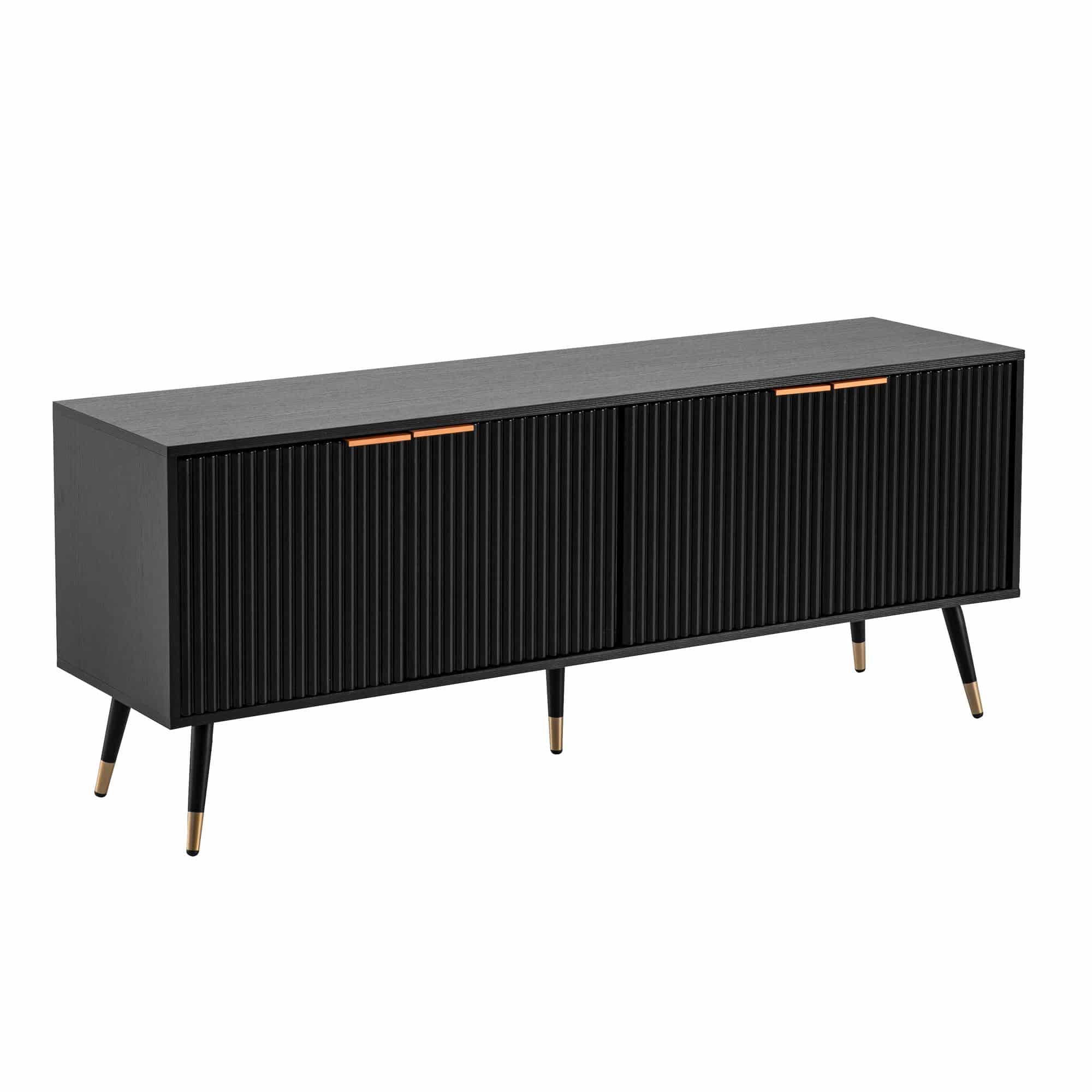 Lowboard Schwarz mit Eiche-Dekor 150x60x39 cm TV-Kommode Modern Lowboard Schwarz mit Eiche-Dekor 150x60x39 cm TV-Kommode Modern
