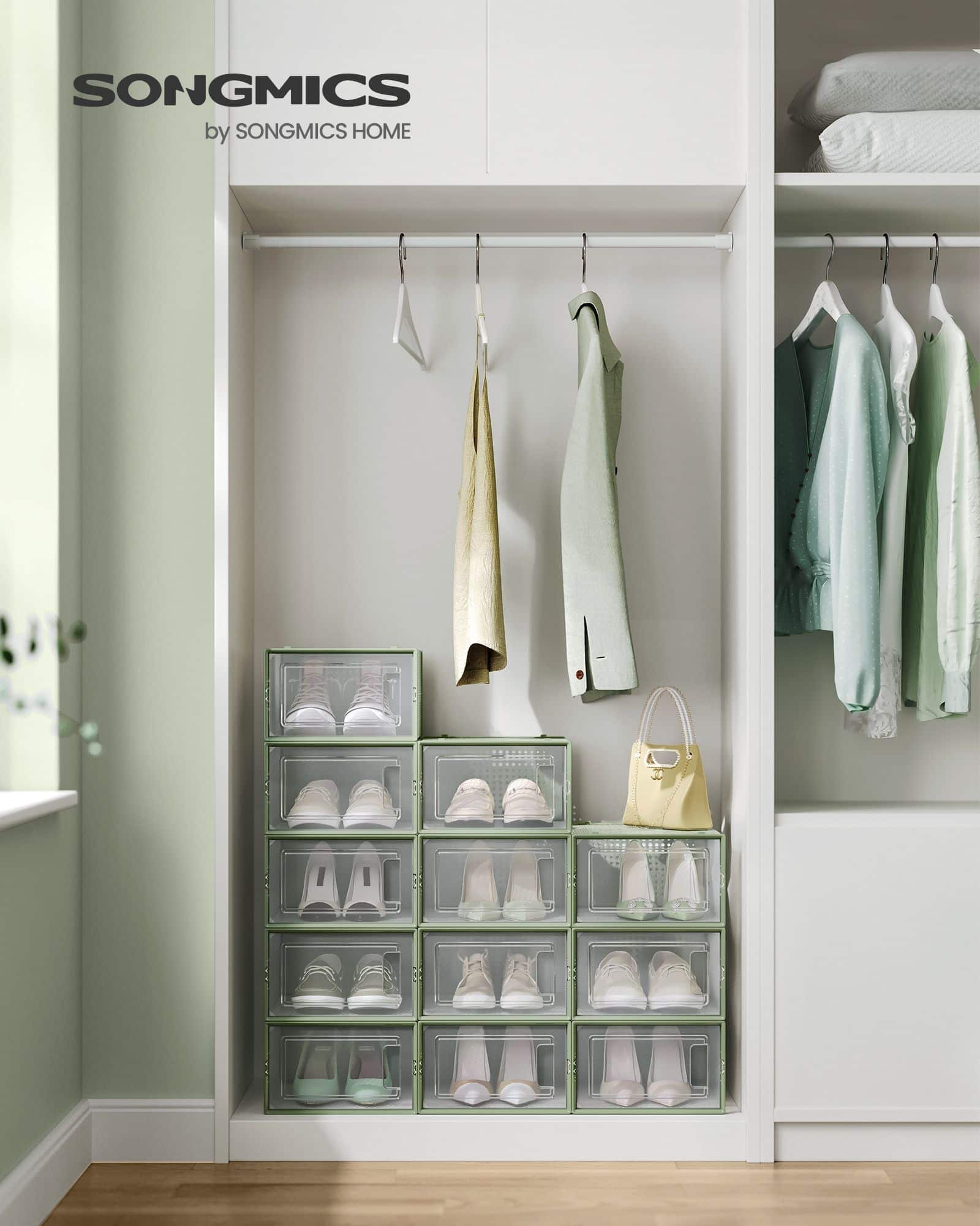 Schuhboxen 12er Set transparent-lorbeergrün-LSP12SG30 Schuhboxen 12er Set transparent-lorbeergrün-LSP12SG30