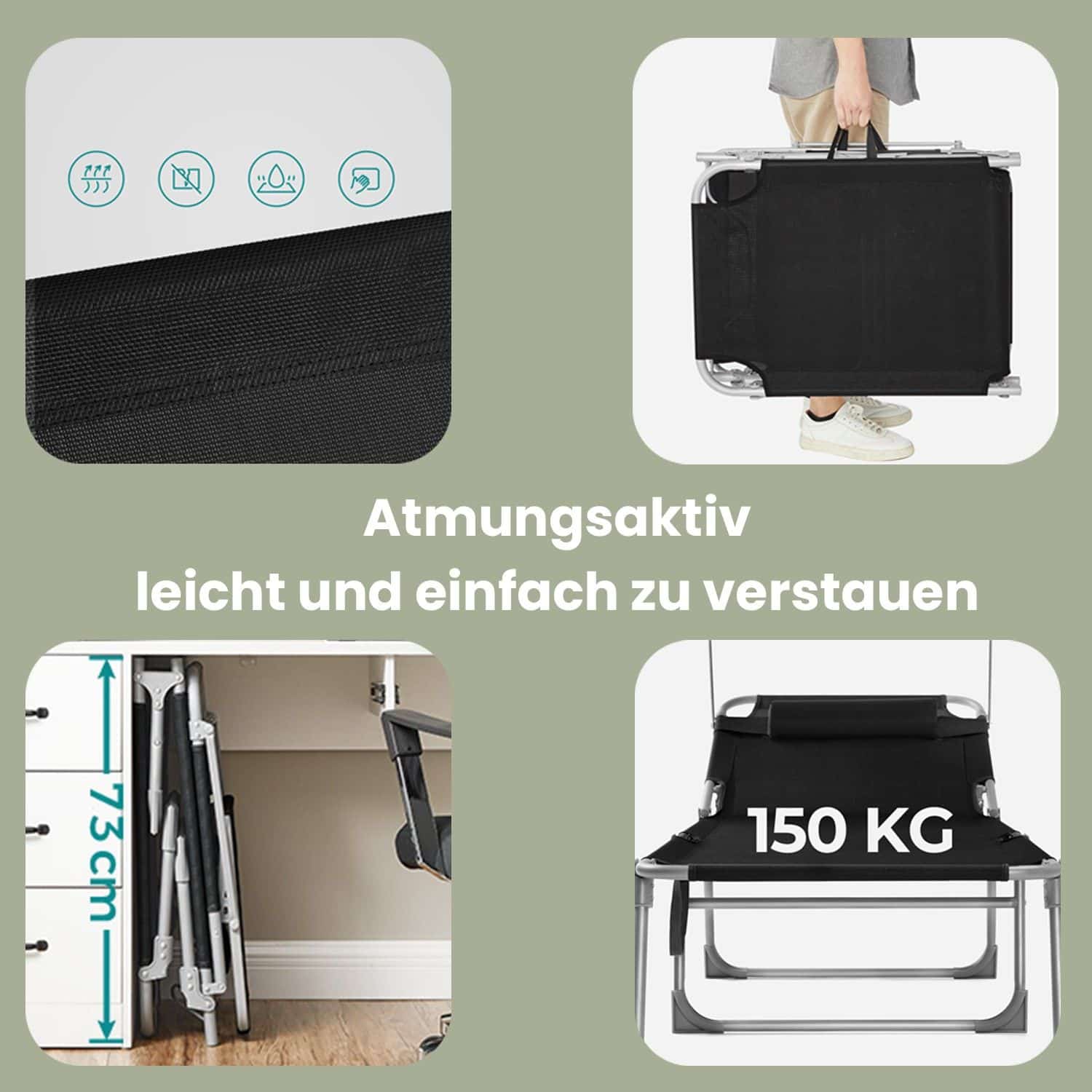 Sonnenliege, klappbarer Liegestuhl, 53 x 193 x 29 cm Sonnenliege, klappbarer Liegestuhl, 53 x 193 x 29 cm