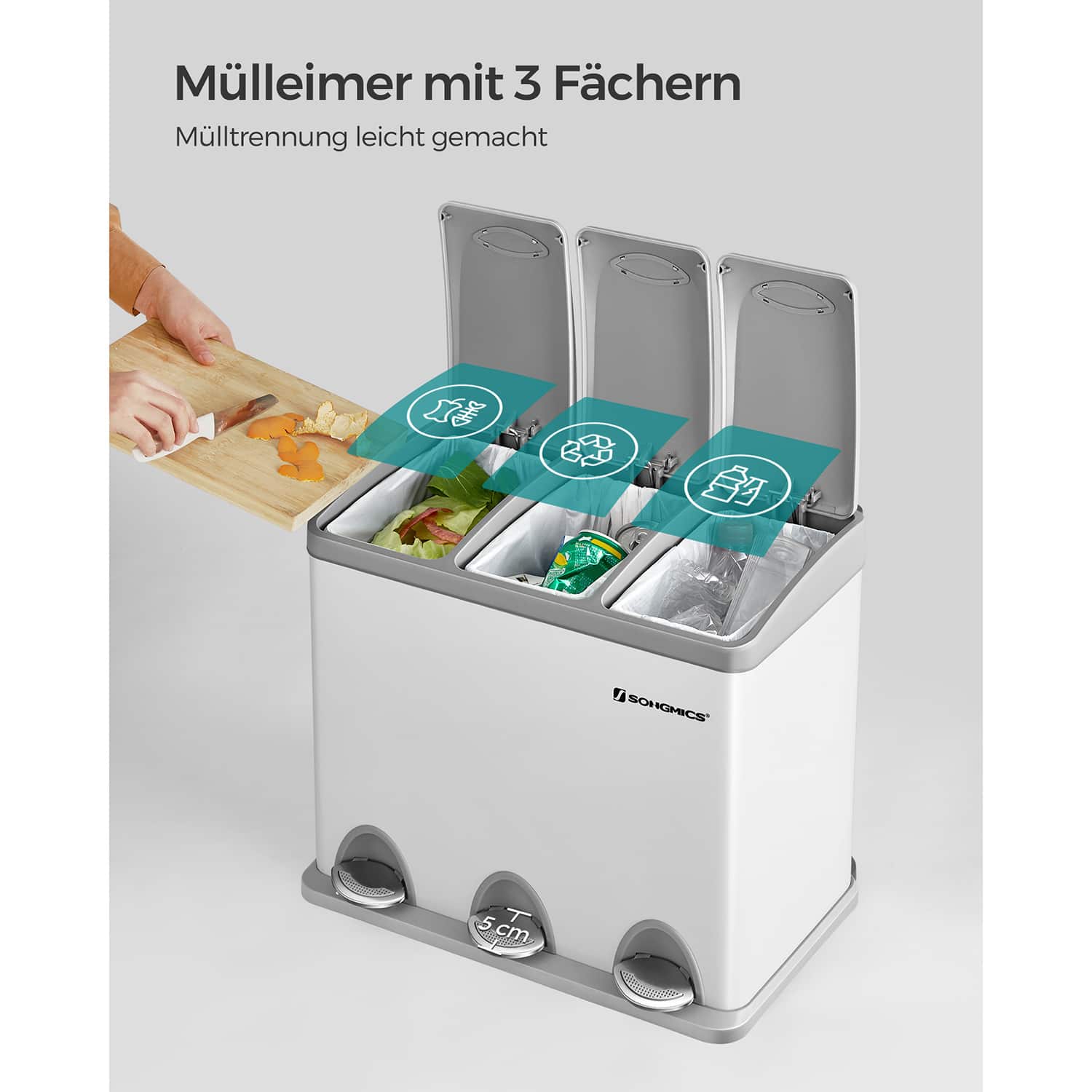 Mülleimer mit 3 Fächern-LTB24WT Mülleimer mit 3 Fächern-LTB24WT