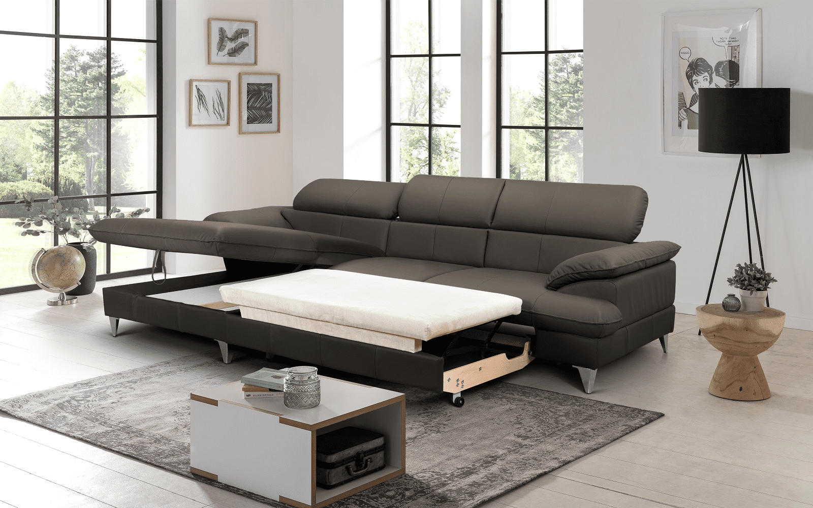 David Ecksofa Echtleder – Schlafsofa mit Bettkasten David Ecksofa Echtleder – Schlafsofa mit Bettkasten