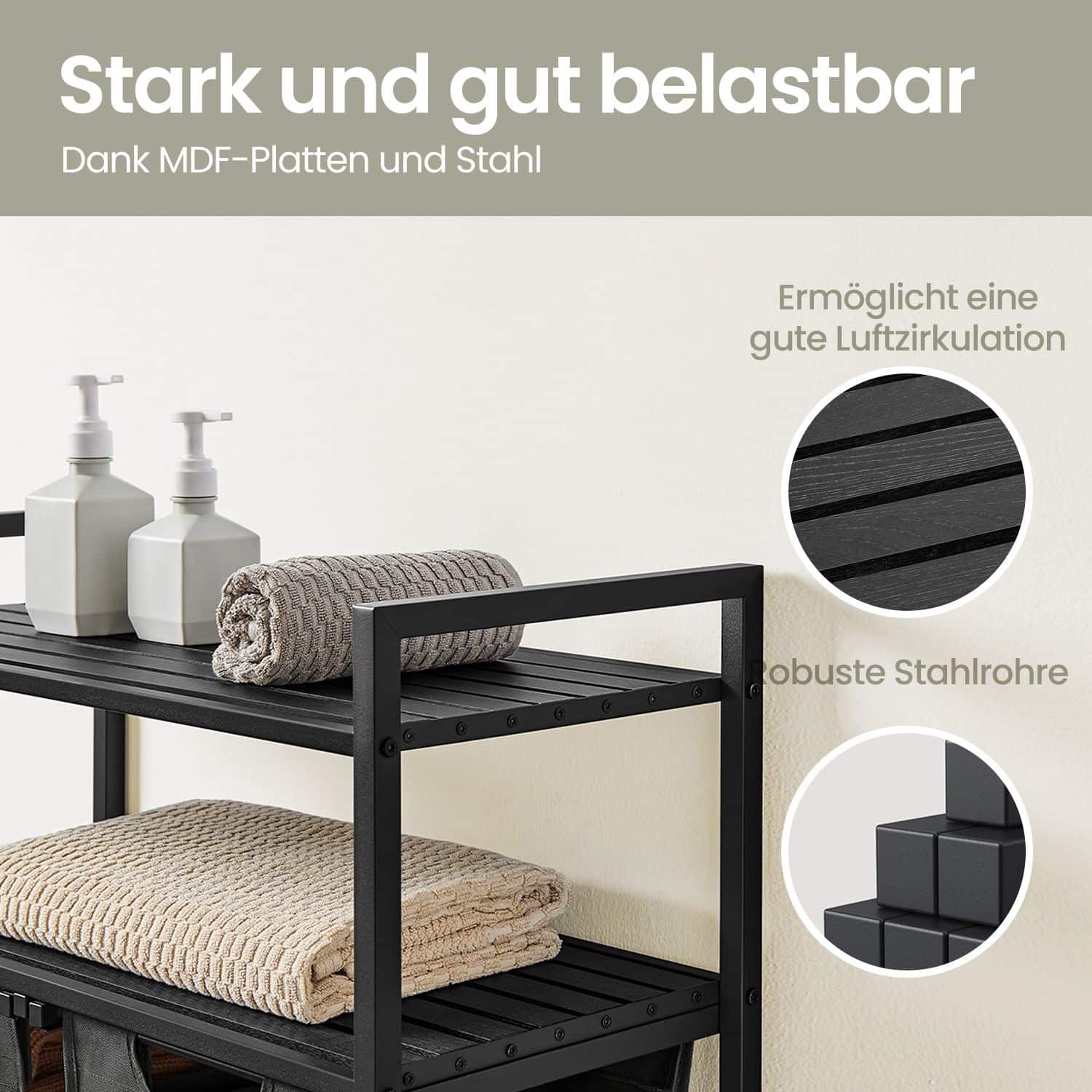 Wäschekorb 2 Fächer, Wäschesammler mit 2 Ablagen, Wäschesack ausziehbar und abnehmbar Wäschekorb 2 Fächer, Wäschesammler mit 2 Ablagen, Wäschesack ausziehbar und abnehmbar