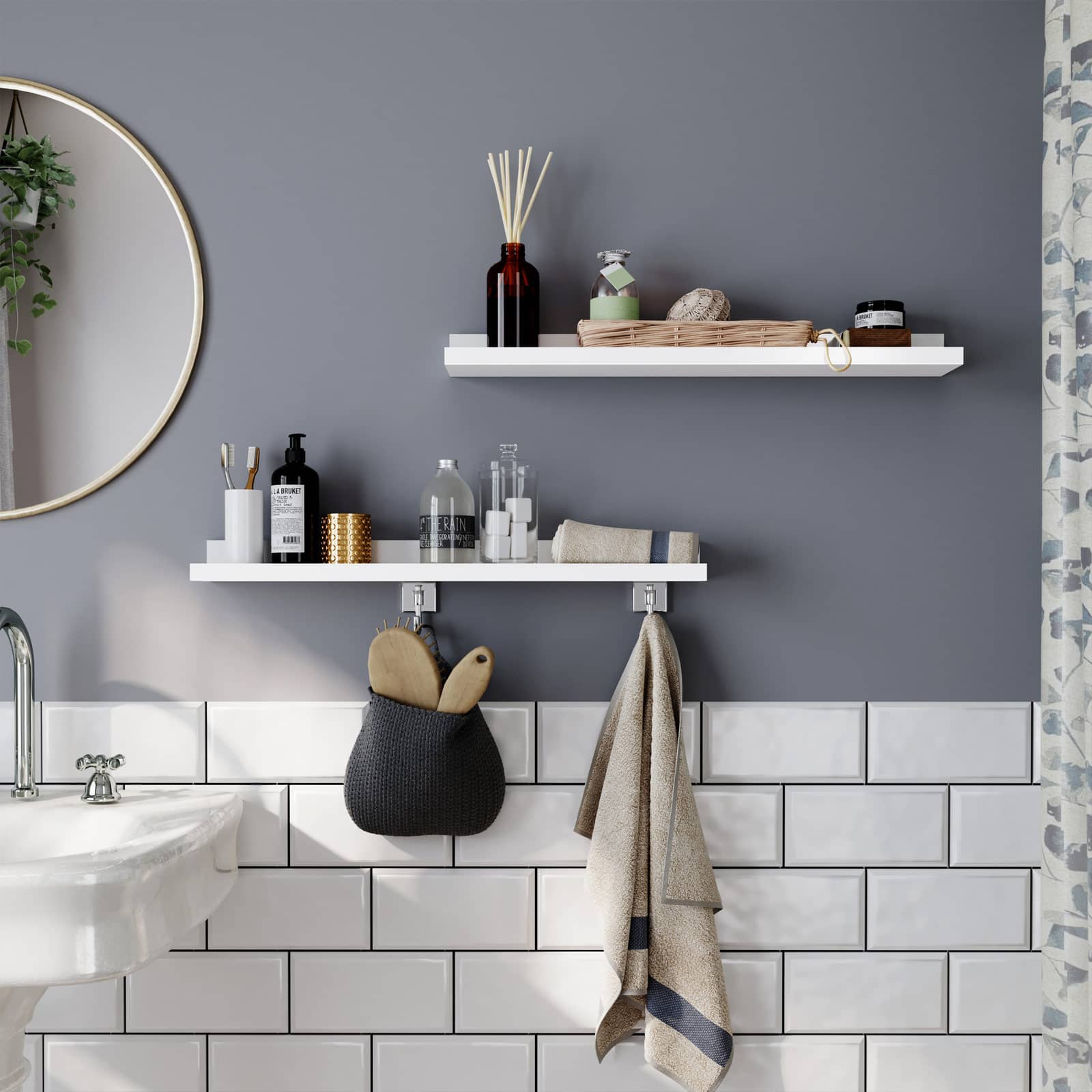 Schweberegale 2er Set Weiß glänzend-LWS60WT Schweberegale 2er Set Weiß glänzend-LWS60WT