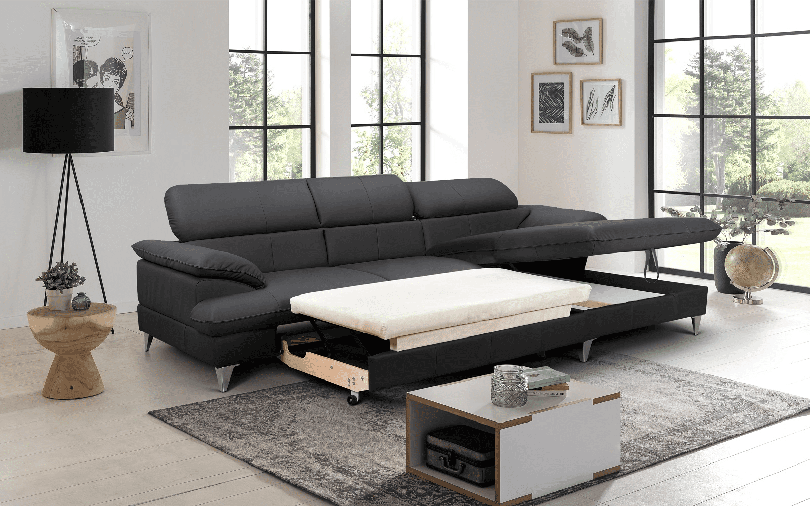 David Ecksofa Echtleder – Schlafsofa mit Bettkasten David Ecksofa Echtleder – Schlafsofa mit Bettkasten