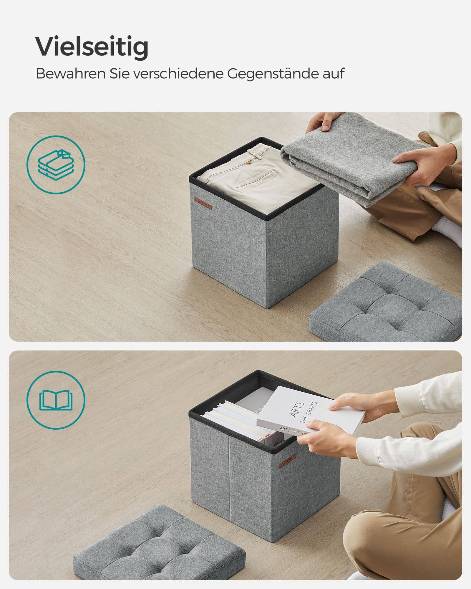 30 cm Sitzbank mit Stauraum hellgrau-LSF028G02