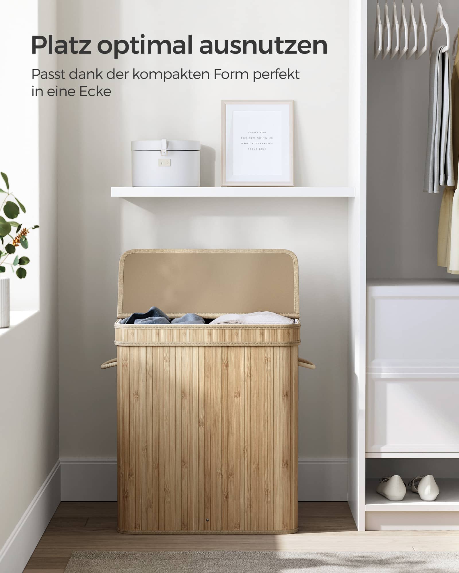 Wäschekorb 100 Liter aus Bambus mit Deckel und Griffen naturfarben Wäschekorb 100 Liter aus Bambus mit Deckel und Griffen naturfarben