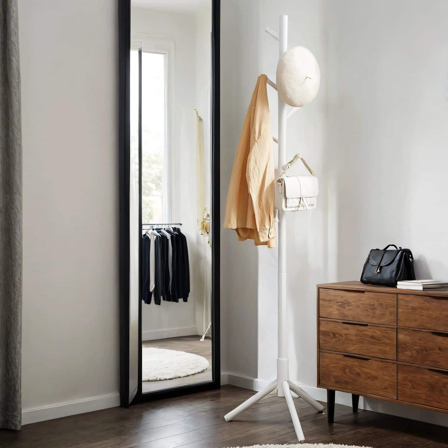 Garderobenständer, Kleiderständer aus Massivholz, Garderobe in Baumform