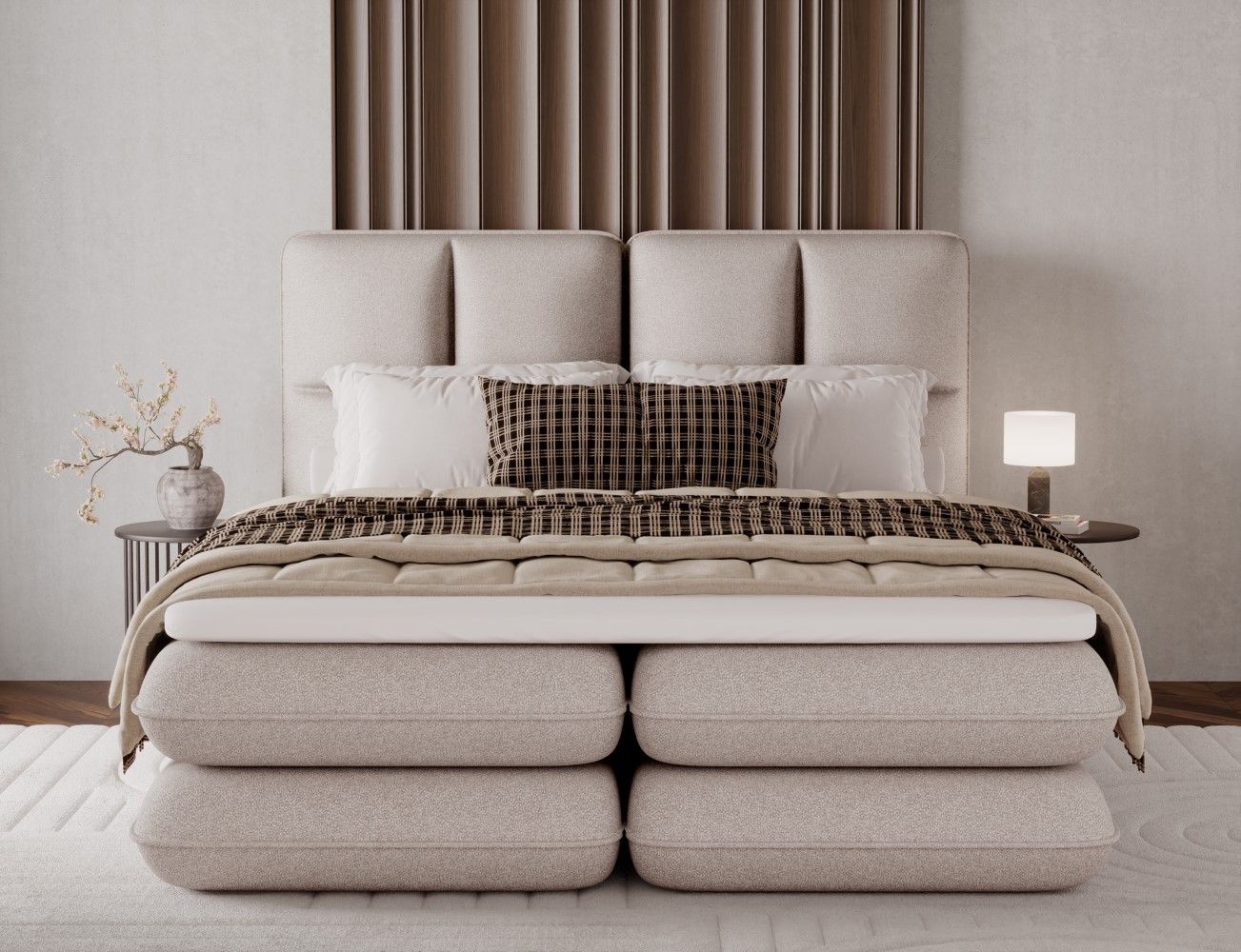 Boxspringbett Tonila von Eltap – Paolli Mikrofaser Beige |Topper Boxspringbett Tonila von Eltap – Paolli Mikrofaser Beige |Topper