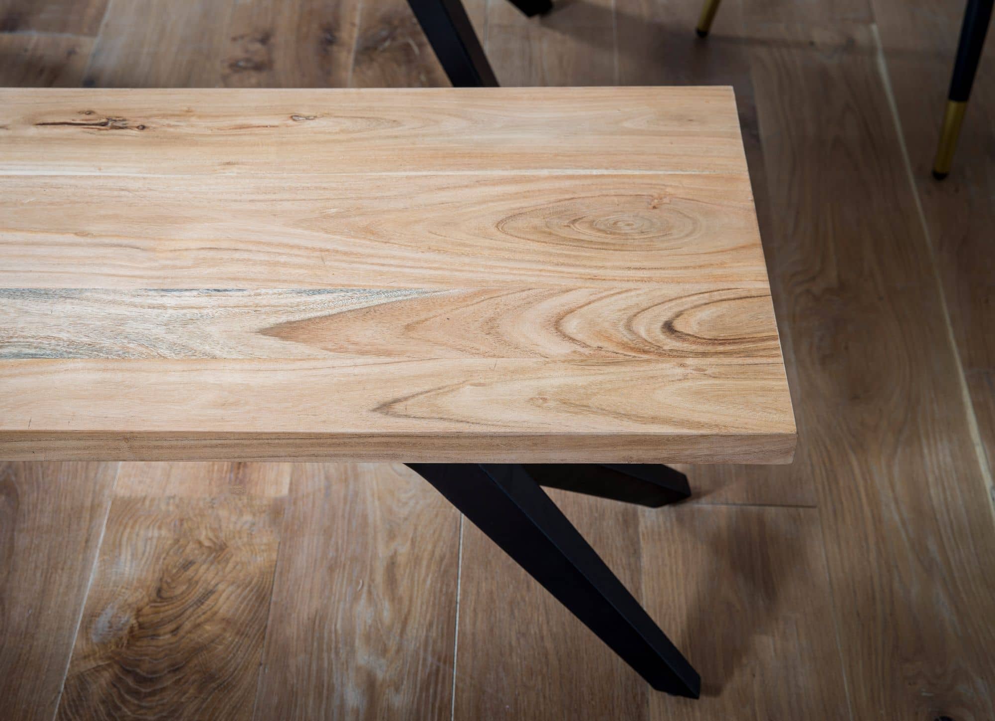 Esszimmerbank 160x45x45 cm Akazie Massivholz Metall Loft-Style Esszimmerbank 160x45x45 cm Akazie Massivholz Metall Loft-Style