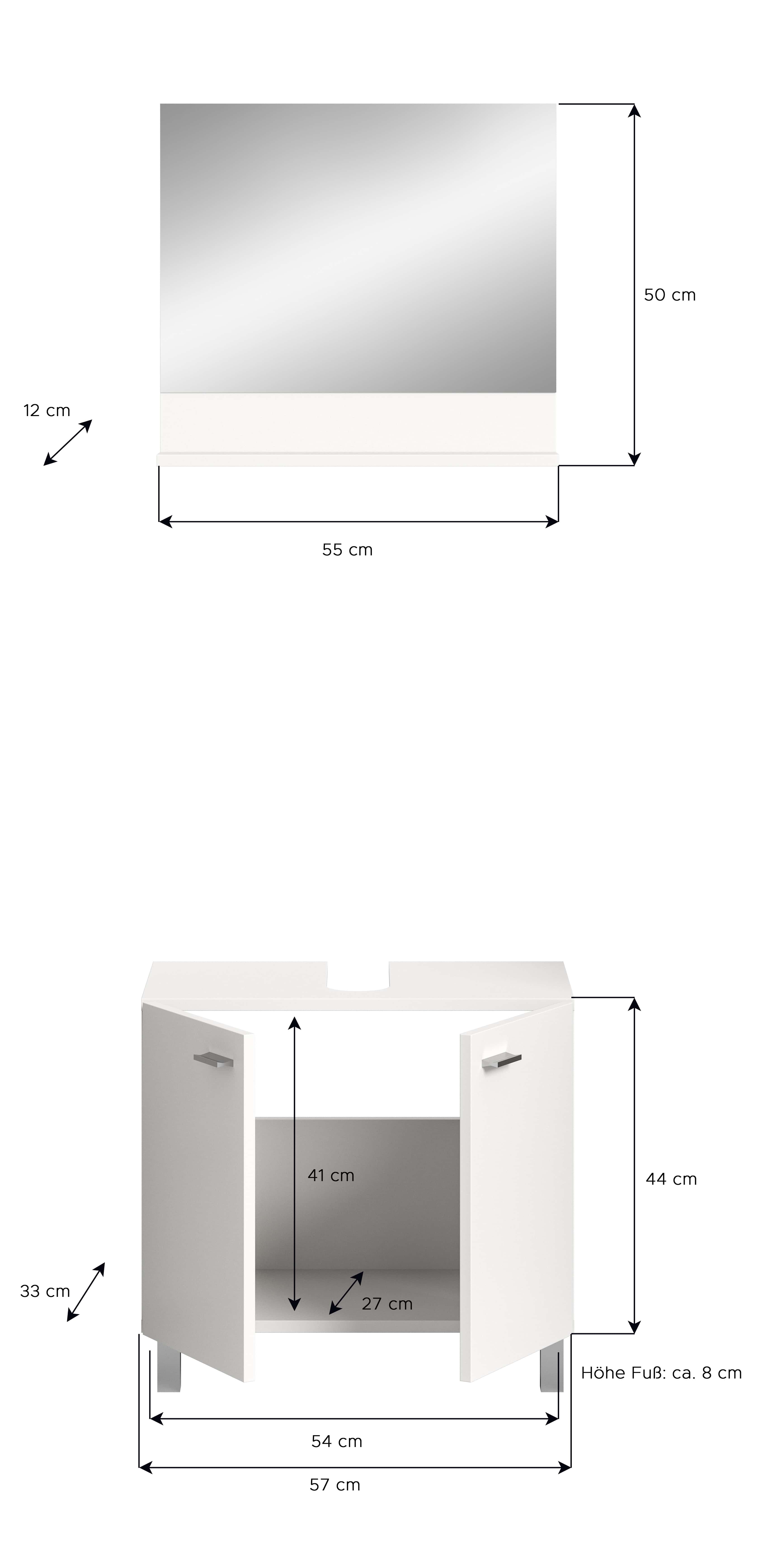 Boston Waschbeckenunterschrank + Spiegel