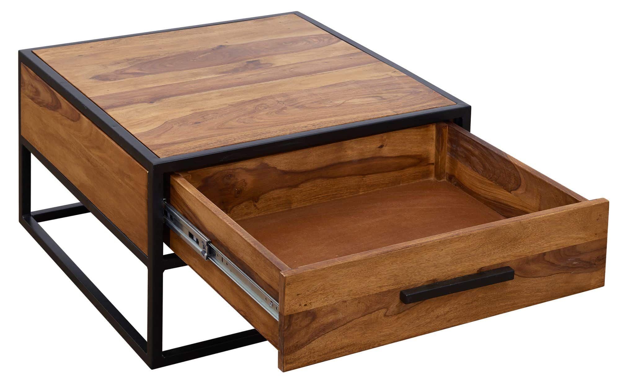 Couchtisch WL5.623 Massivholz / Metall Sofatisch 65x38x65cm